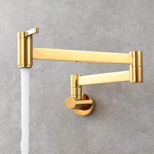 Miniatura 3 de Grifo de llenado de olla de latón Montaje en pared Titanio Oro Ahorro de agua 360 Rotate Grifo de fregadero de cocina, CT172J