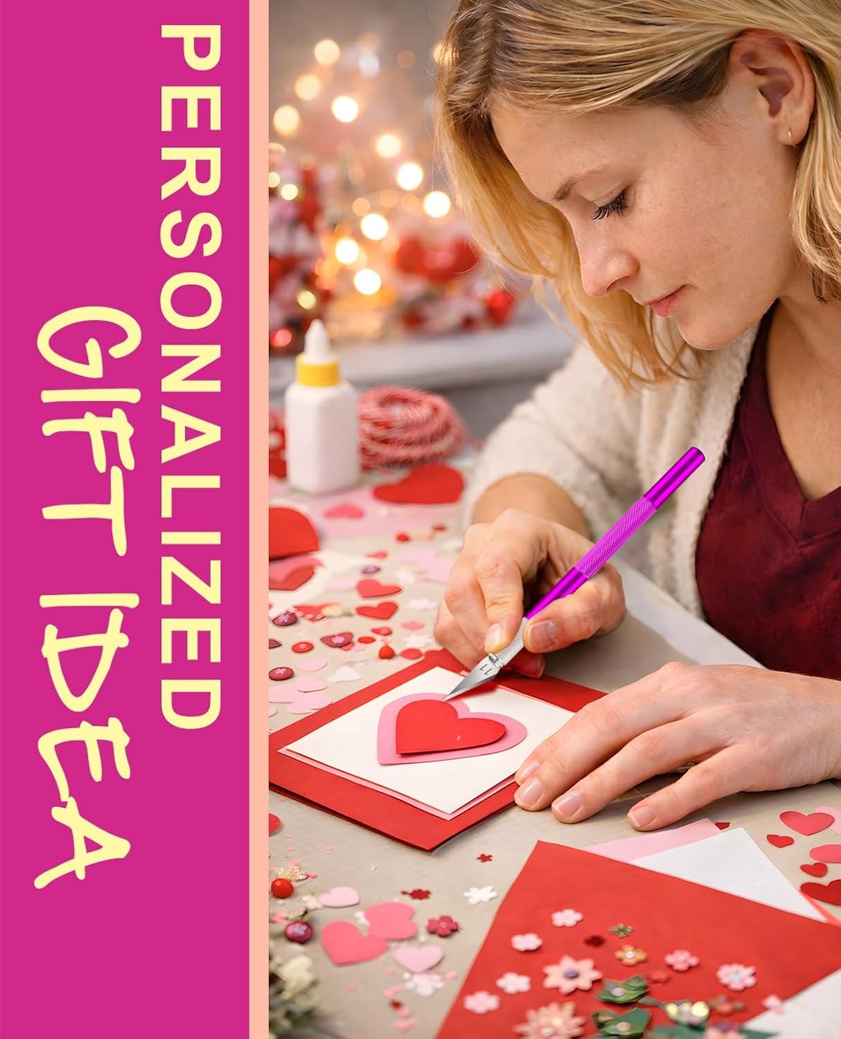 DIYSELF Craft Knife with 10 Extra #11 Blades, Precision Hobby Knife Set with Steel Ruler, Exacto Knife for Crafting, Polymer Clay, Pottery, Paper, Vinyl, Stencil & Model Making (Purple)