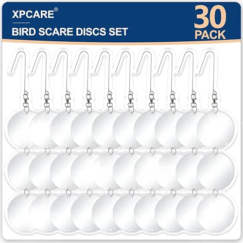 XPCARE 30 Pcs Bird Scare Discs Set, Reflective Double-Sided Bird