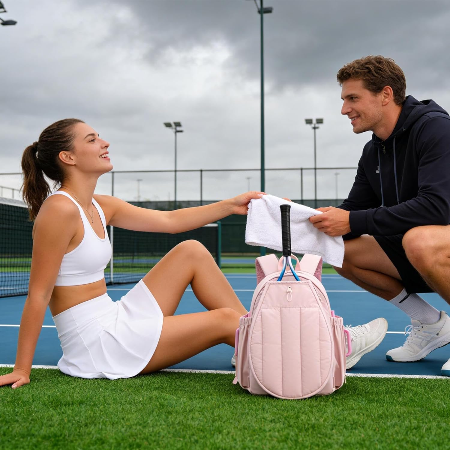 Tennis Backpack for Women - Ventilated Quilted Large Organizer, Men Pickleball Sports Bag with Shoe Compartment, Gym Fitness Training Travel Outdoor Indoor Stadium Daily Use, Badminton Racket Carry Ba