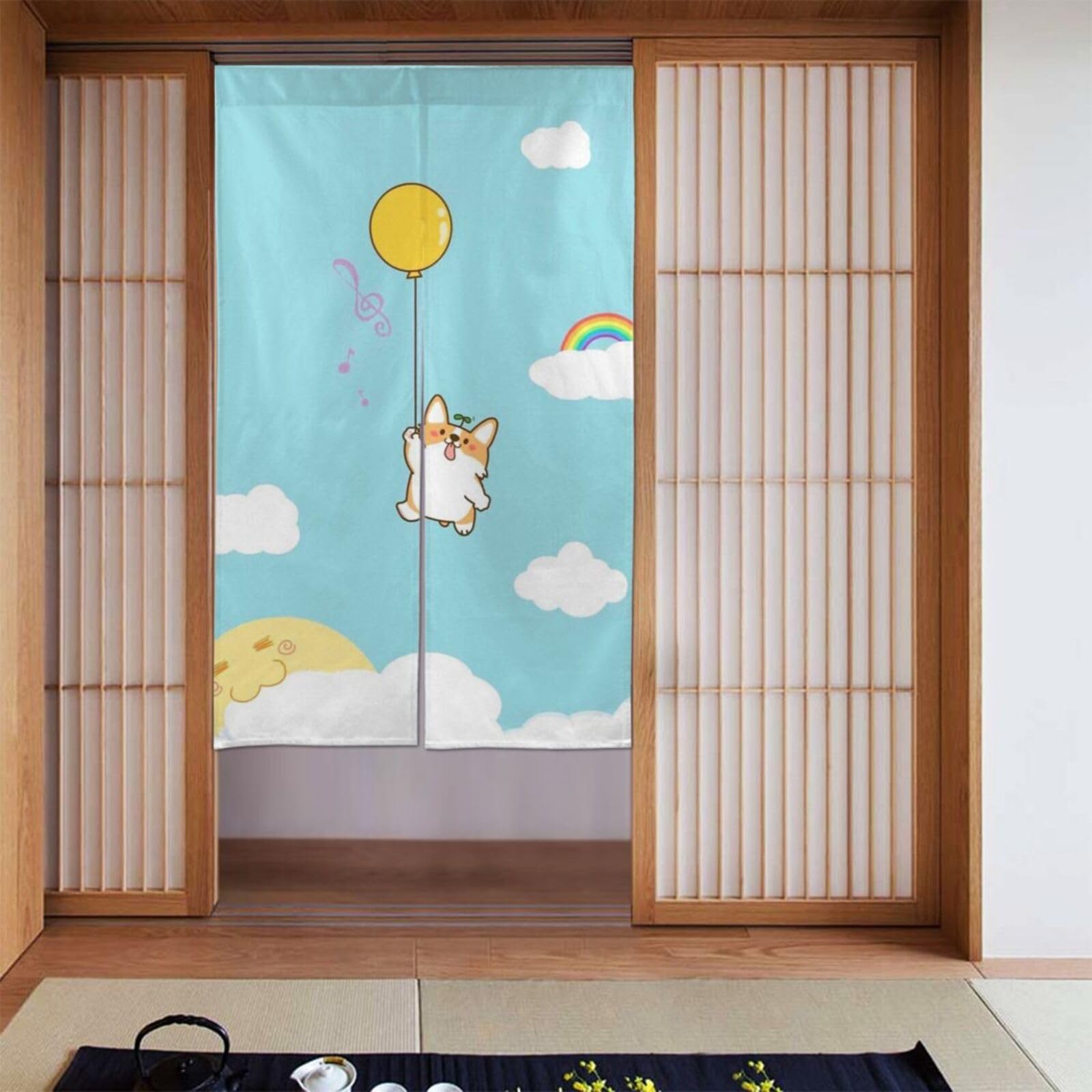 Rideau occultant pour porte de style japonais BONDIJ de 86,4x142,2 cm