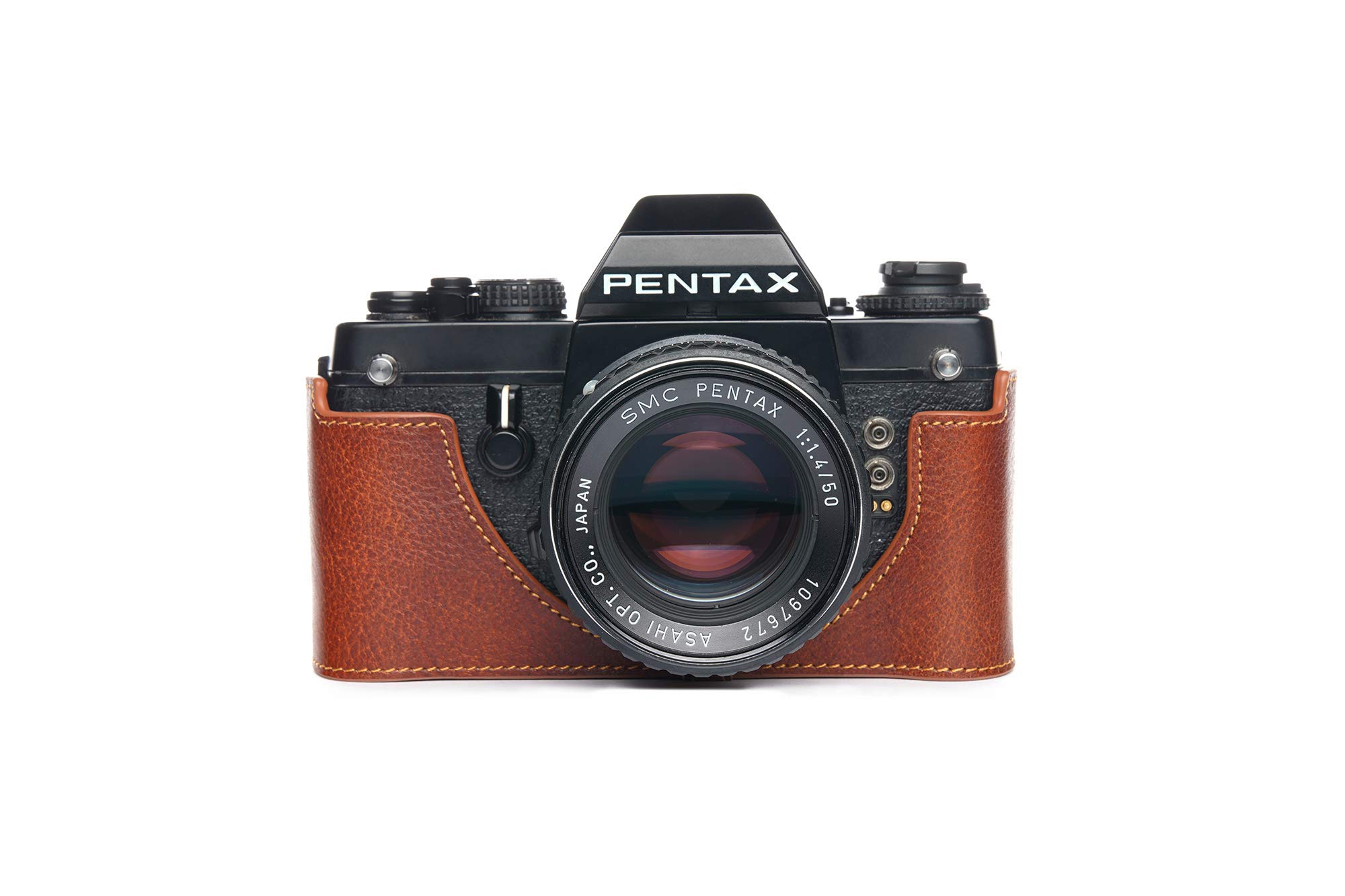 Zakao Étui en cuir véritable fait main pour Pentax Super A avec dragonne Café
