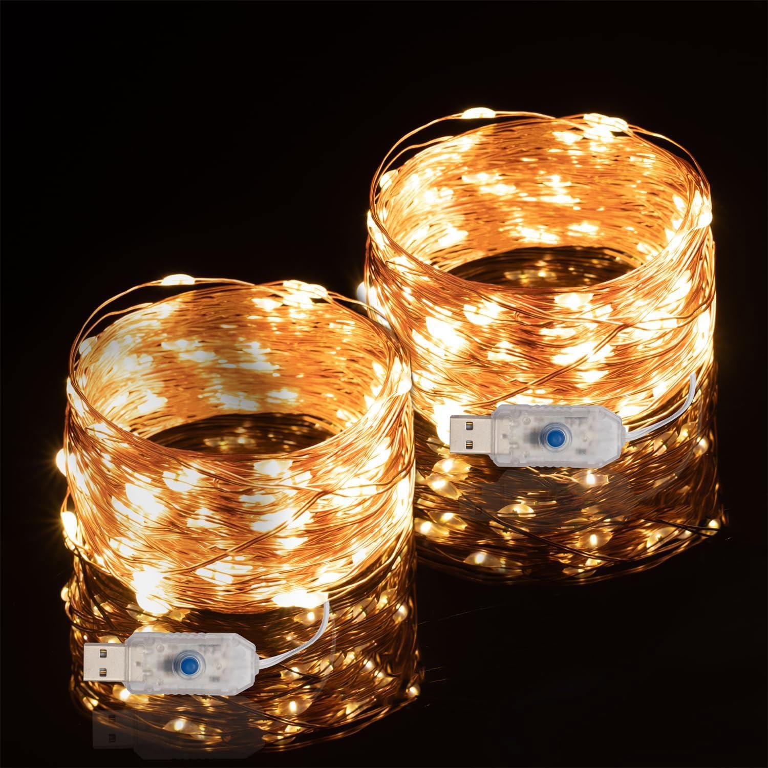 Amazon.com: 2 Pack USB Plug-in Fairy Lights, 33ft 100 Mini LED