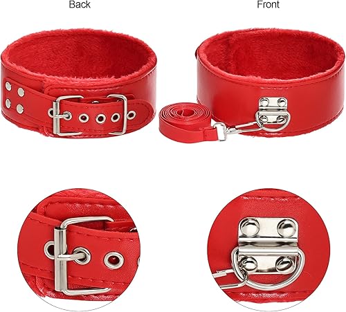 Miniatura 18 de Rbenxia Juego de 12 unidades de restricciones BDSM de bondage sexual, esposas fetichistas, puños, collar, cuerda de látigo, abrazaderas para Negro