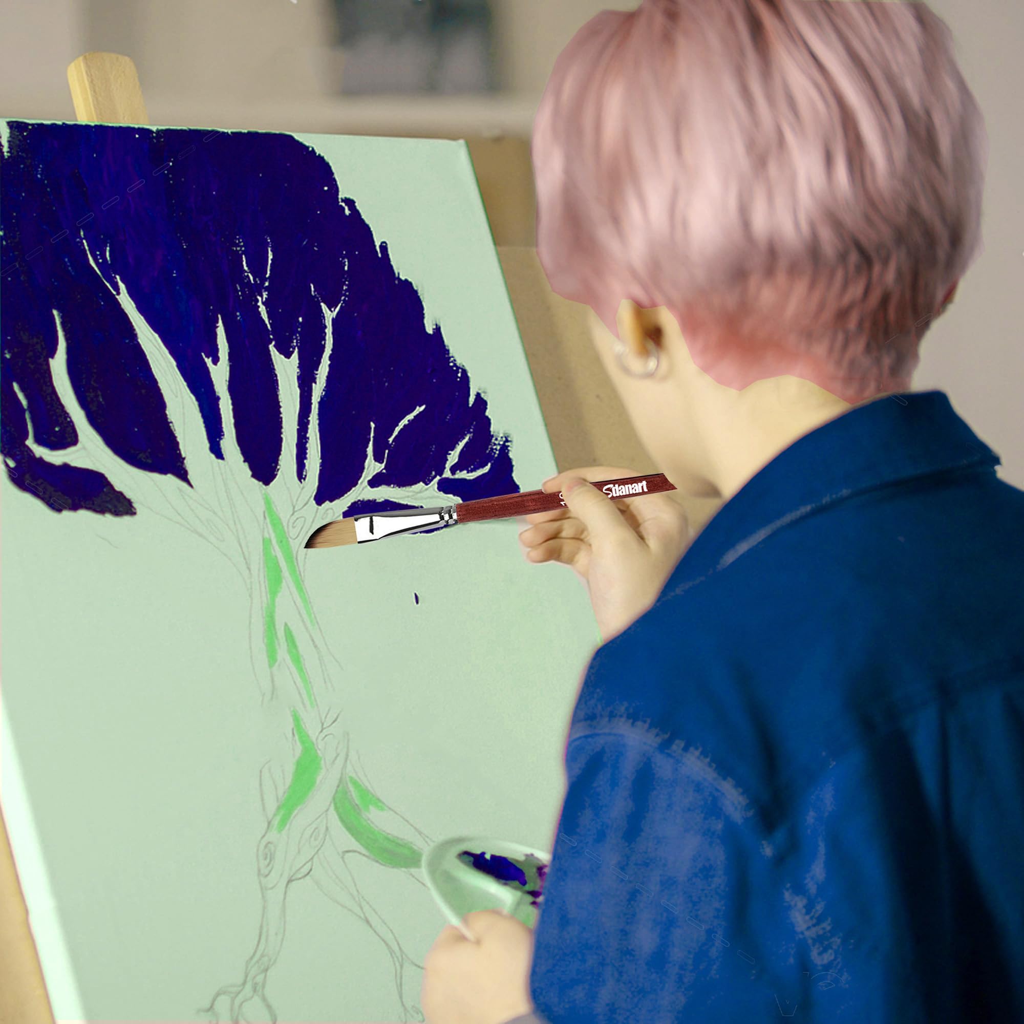 Sdanart Watercolor Brushes Professional,10 PCS Artist Paint Brush Shapes Including Pointed Rounds, Flats,Filbert,Cat's Tongue Oval Wash,Dagger,Suitable for Acrylics Water Color Oil Gouache Ink - Image 7