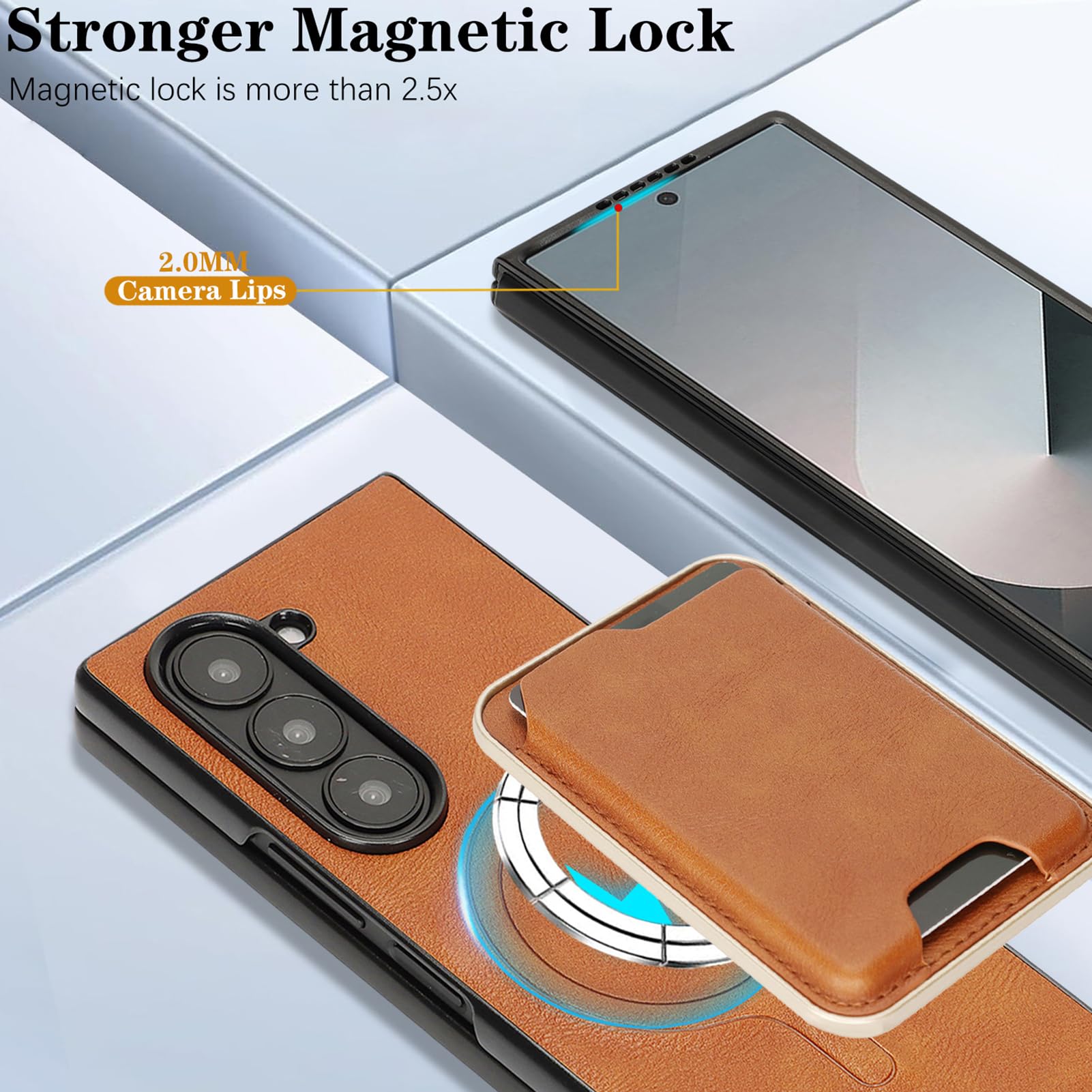 Skórzane etui do Samsung Galaxy Z Fold 8 Ultra, Odpinany pokrowiec na karty Magnetyczny pokrowiec na telefon w stylu vintage podstawka do ładowania bezprzewodowego ochrona przed upadkiem (czarny)