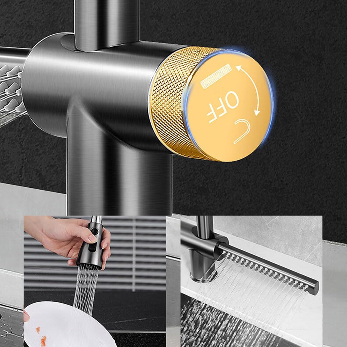 ZYCDP Flying Rain Waterfall Kitchen Sink Faucet, Kitchen Faucet