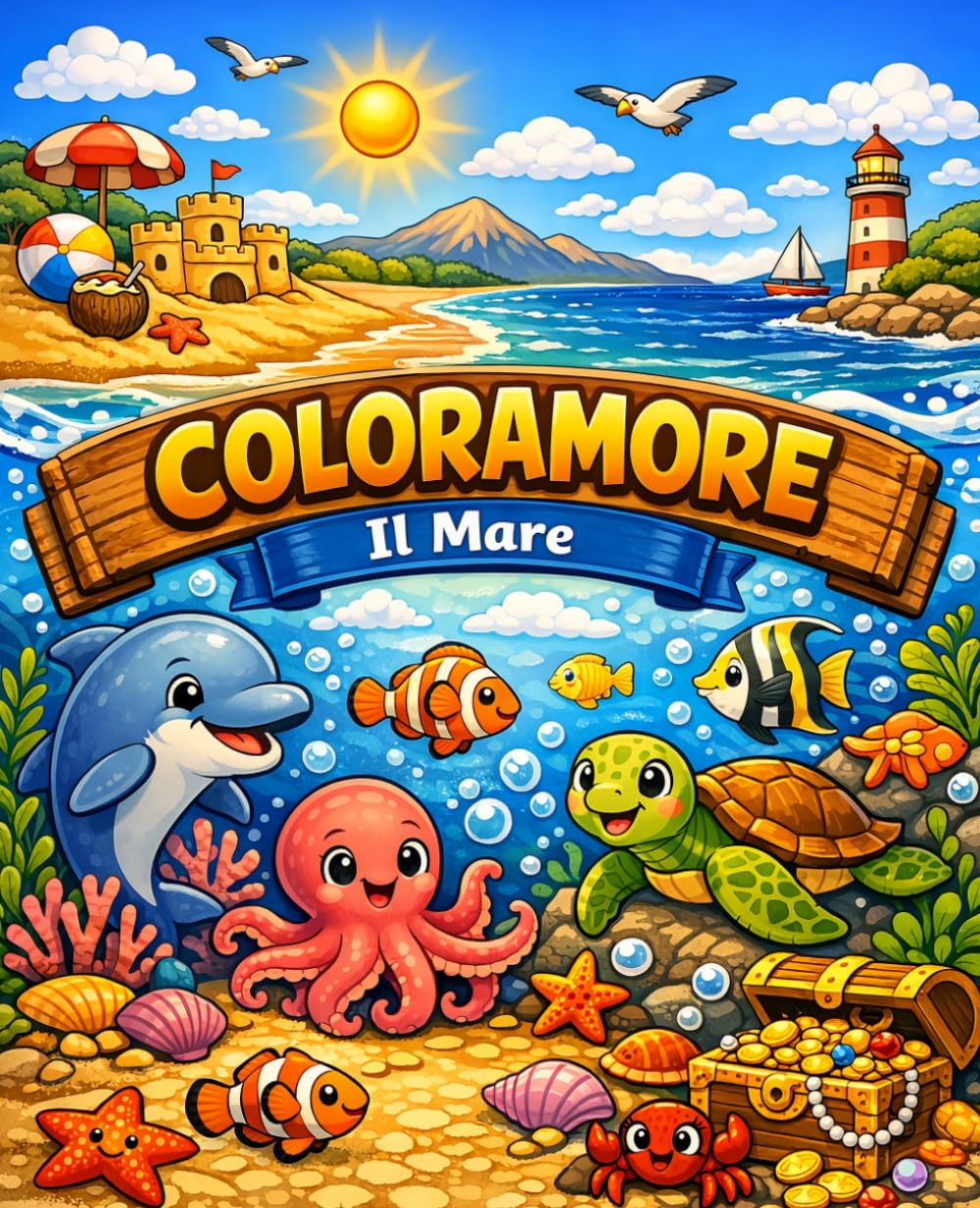 Coloramore - Il mare: Disegni da colorare (Coloramore - Libri da colorare per bambini – fantasia, creatività e amore per il colore)