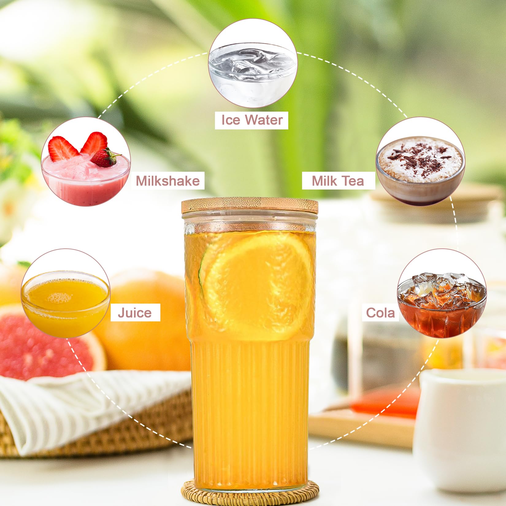 2 Glasbecher Mit Deckel & Strohhalmen, 600 Ml – Perfekt Für Bubble Tea, Smoothies & Eiskaffee