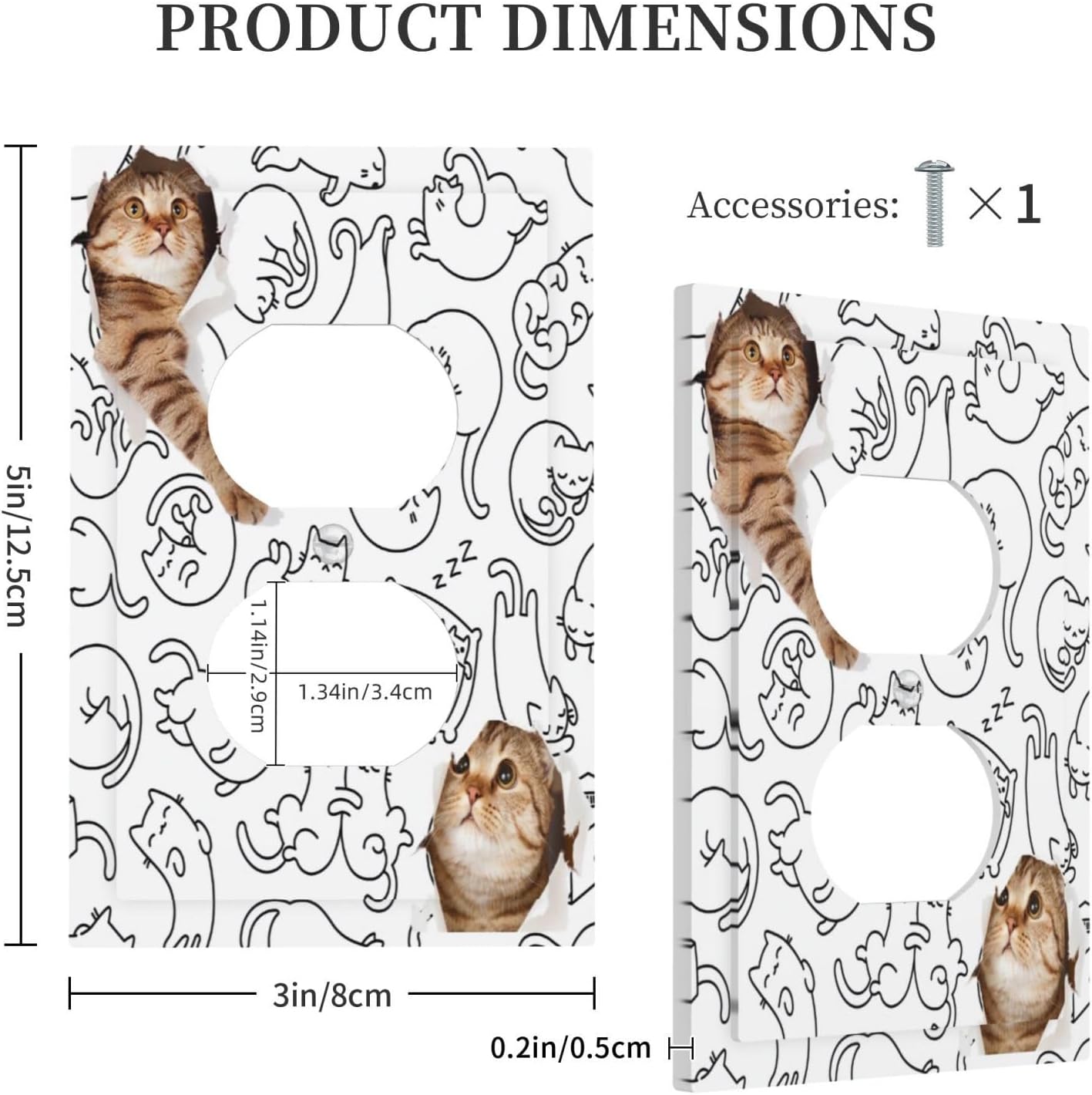 Funny Cute Cat Duplex Outlet Cover Wall Plate Decorative Duplex Light Switch Cover Electrical Socket Plate Switch Panel for Farmhouse Bathroom Home Decor image 5