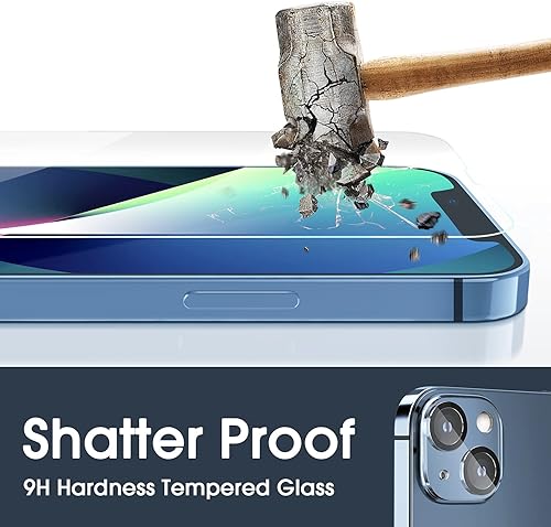 Miniatura 6 de amFilm OneTouch - Protector de pantalla de vidrio templado compatible con iPhone 13iPhone 13 Pro (6.1 pulgadas, 2021) y protector de lente de