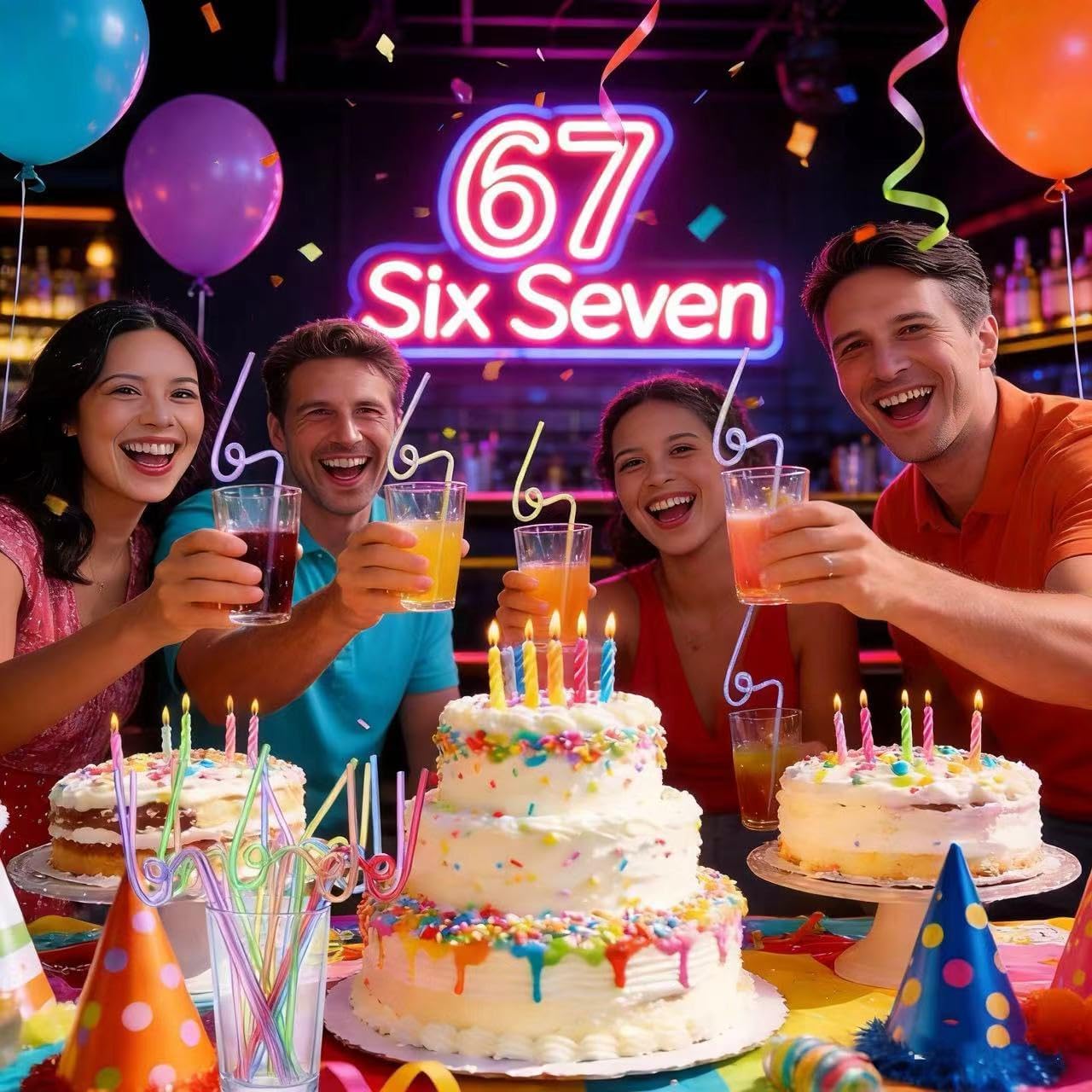 6-7 Meme Party Supplies Straws - 67 Popular Saying Crazy Silly Straws - Funny Six Seven Internet Meme Reusable Drinking Straw for 6 7 Meme Gen Theme Birthday Party Decorations Favors - Image 2