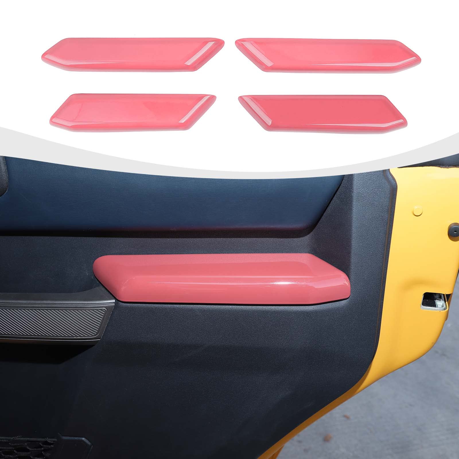 for Bronco Door Inner Handle Panel Cover Compatible with 2021-2023 Ford Bronco Interior Accessories 4-Door, Pink