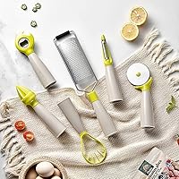 Vista 4 de A-XINTONG - Juego de 11 utensilios de cocina de acero inoxidable con mango suave al tacto para cuchara de helado, rallador de queso, filtro, batidor