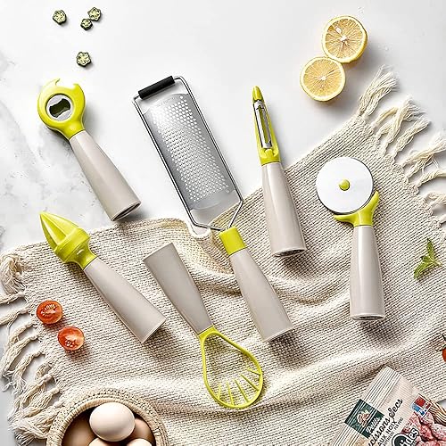 Miniatura 4 de A-XINTONG - Juego de 11 utensilios de cocina de acero inoxidable con mango suave al tacto para cuchara de helado, rallador de queso, filtro, batidor