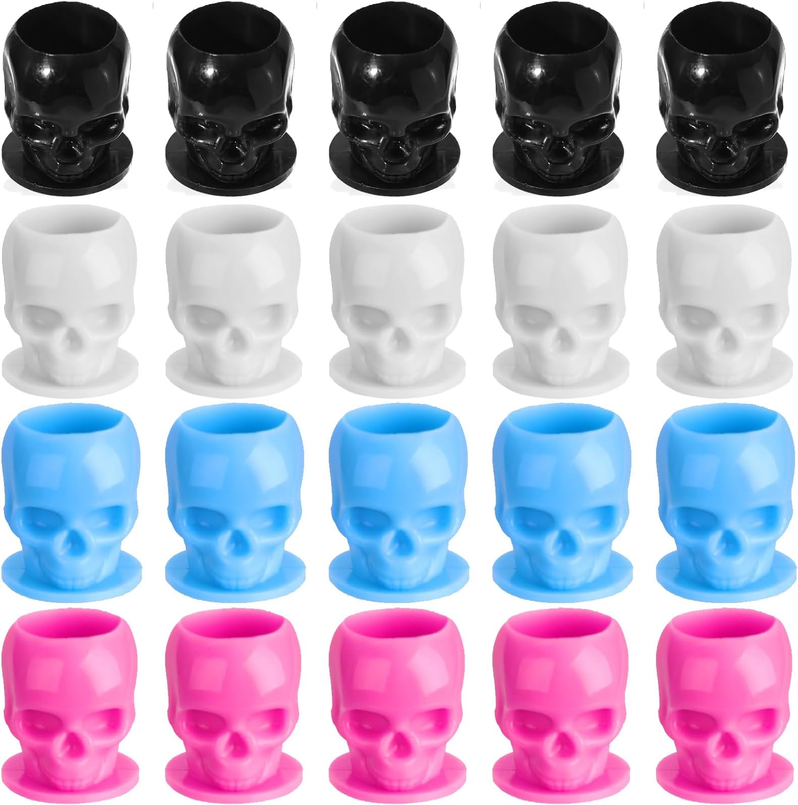 200 Pcs 4 Colors Disposable Plastic Tattoo Ink Cups with Base - Tattoo Ink Pigment Caps for Tattooing and Makeup