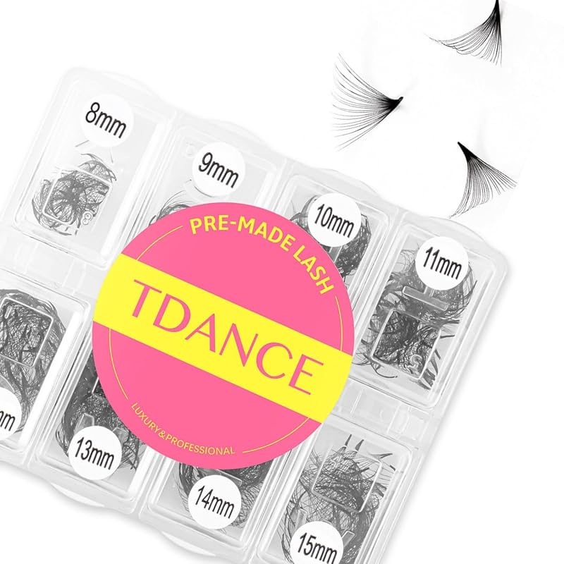 TDANCE Extensões de Cílios em Leques Pré-Montados 5D-24D, Curvatura D, 0,05, 8-15 mm, 600 Unidades