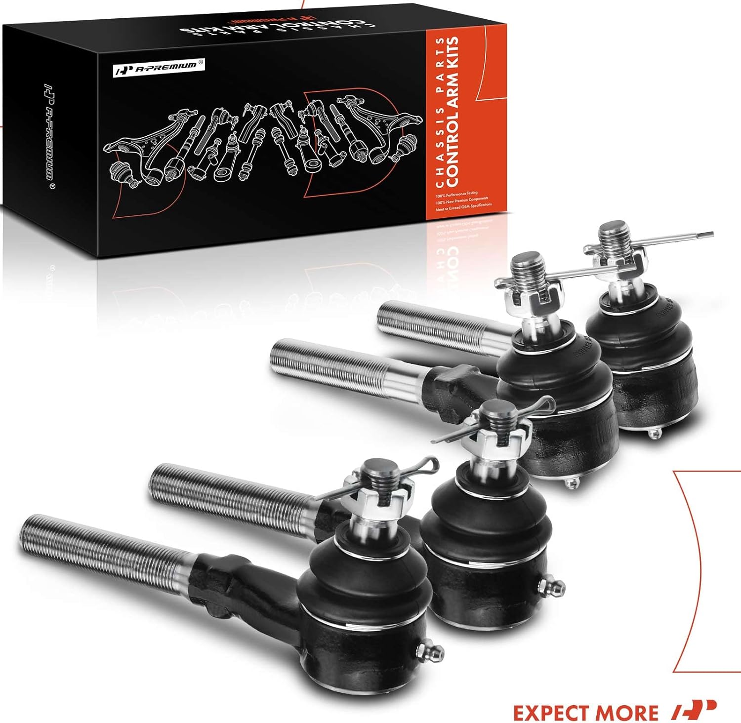 A-Premium Set of 4, Front Inner & Outer Tie Rod End Kit, Compatible with Ford F-150 1997-2003, F-150 Heritage 2004, F-250 1997-1999, Expedition 1997-2002, Lincoln Navigator 1998-2002