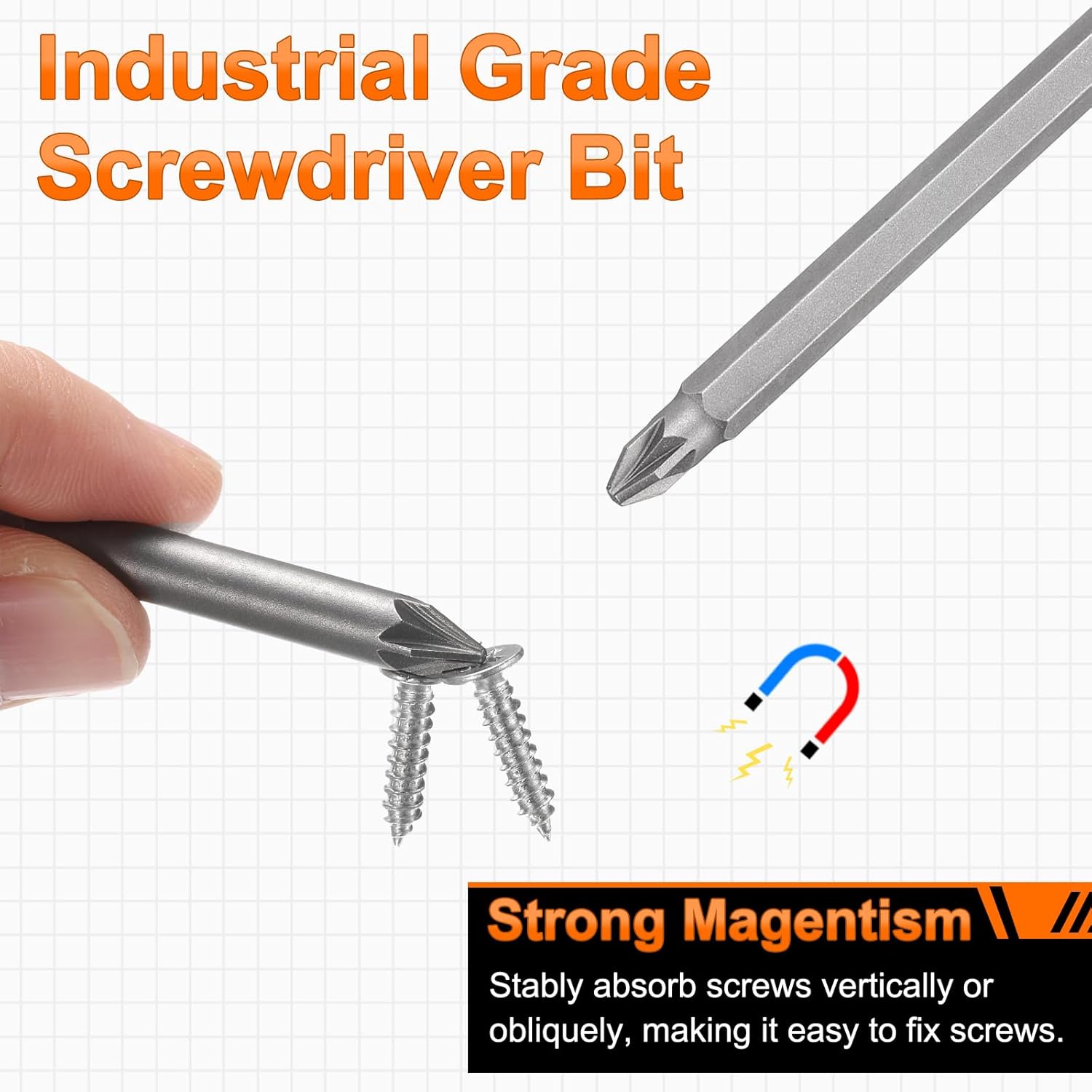 HARFINGTON 2pcs PZ2 Screwdriver Bit 1/4" Hex Shank 100mm/4" Length Magnetic Phillips Slotted Hex Bits S2 Steel Screw Driver Bit Industrial Grade Electric Hexagon Drill Bits