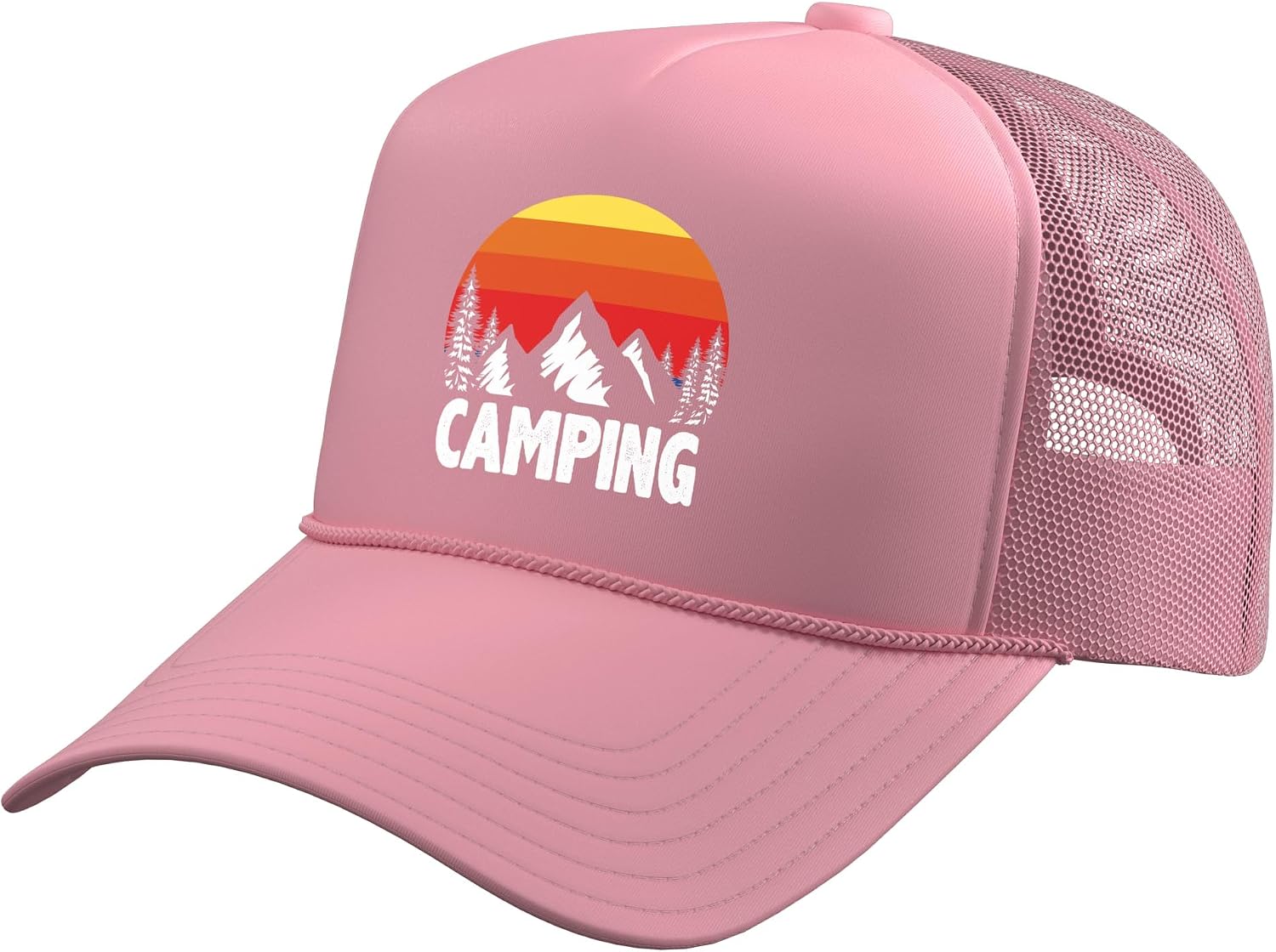 Camping Retro Sunset Funny Camping Trucker Hat with Adjustable Mesh Back