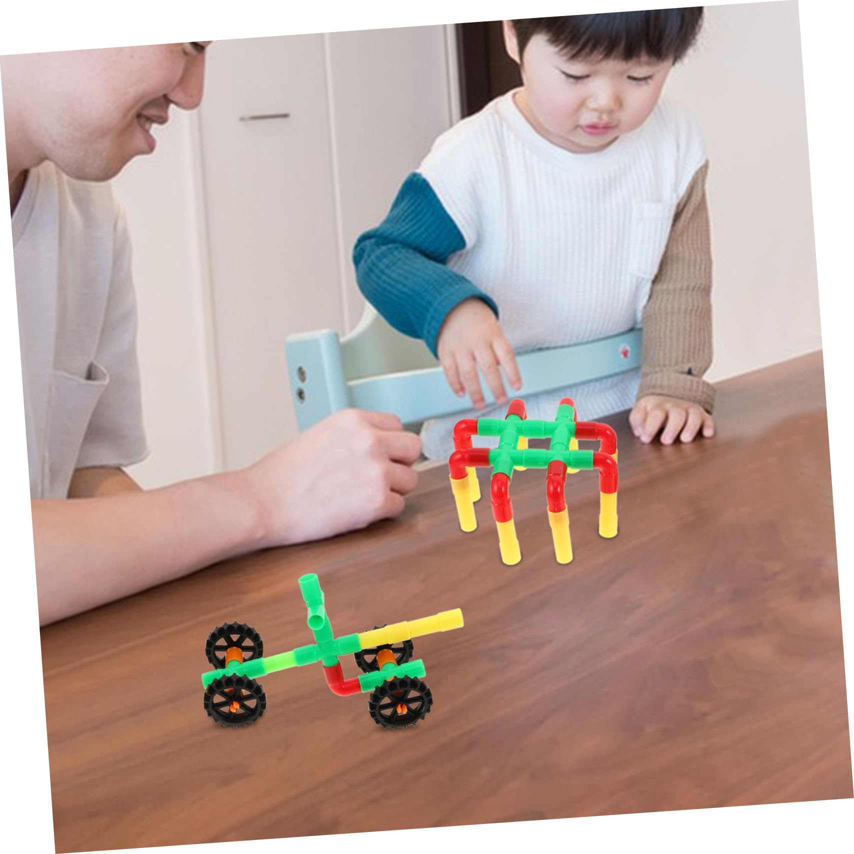 Abaodam Kinder Röhrenbausteine mit Großen Bausteinen aus Kunststoff | Konstruktionsspielzeug für Kleinkinder, Lernspielzeug für Kreatives Bauen, Leicht und Farbenfroh