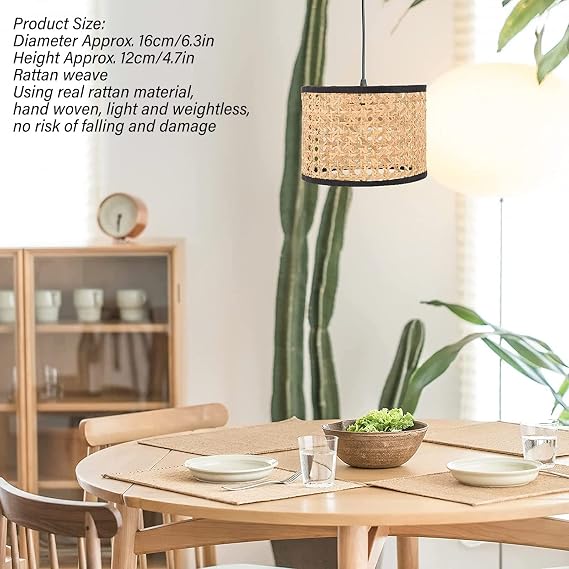 BestAlice Rattan Lamp Shades, Mini Lamp Shades Table Lamp Shade, Universal Rattan Woven Lampshade Lamp Cover for E27 E14 Chandelier Lamp Pendant Light Ceiling Lamp