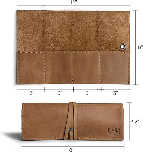 Miniatura 4 de Hide &amp; Drink, Organizador de rollos de reloj de cuero hecho a mano de cuero de grano completo, con capacidad para hasta 4 relojes, fácil de llevar