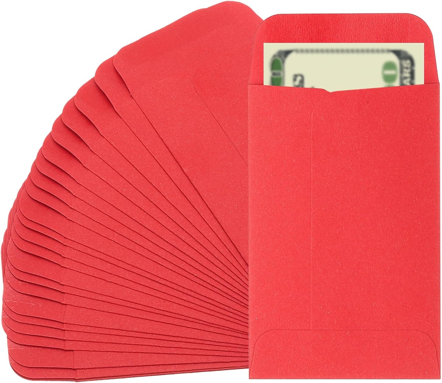 PATIKIL Money Envelope, 25 Pack 3.5" x 2.2" Cash Envelopes Money Holder Bags Budgeting Saving Challenge Letter for Gift Coins Checks Tickets Jewelry Passport Card, Red
