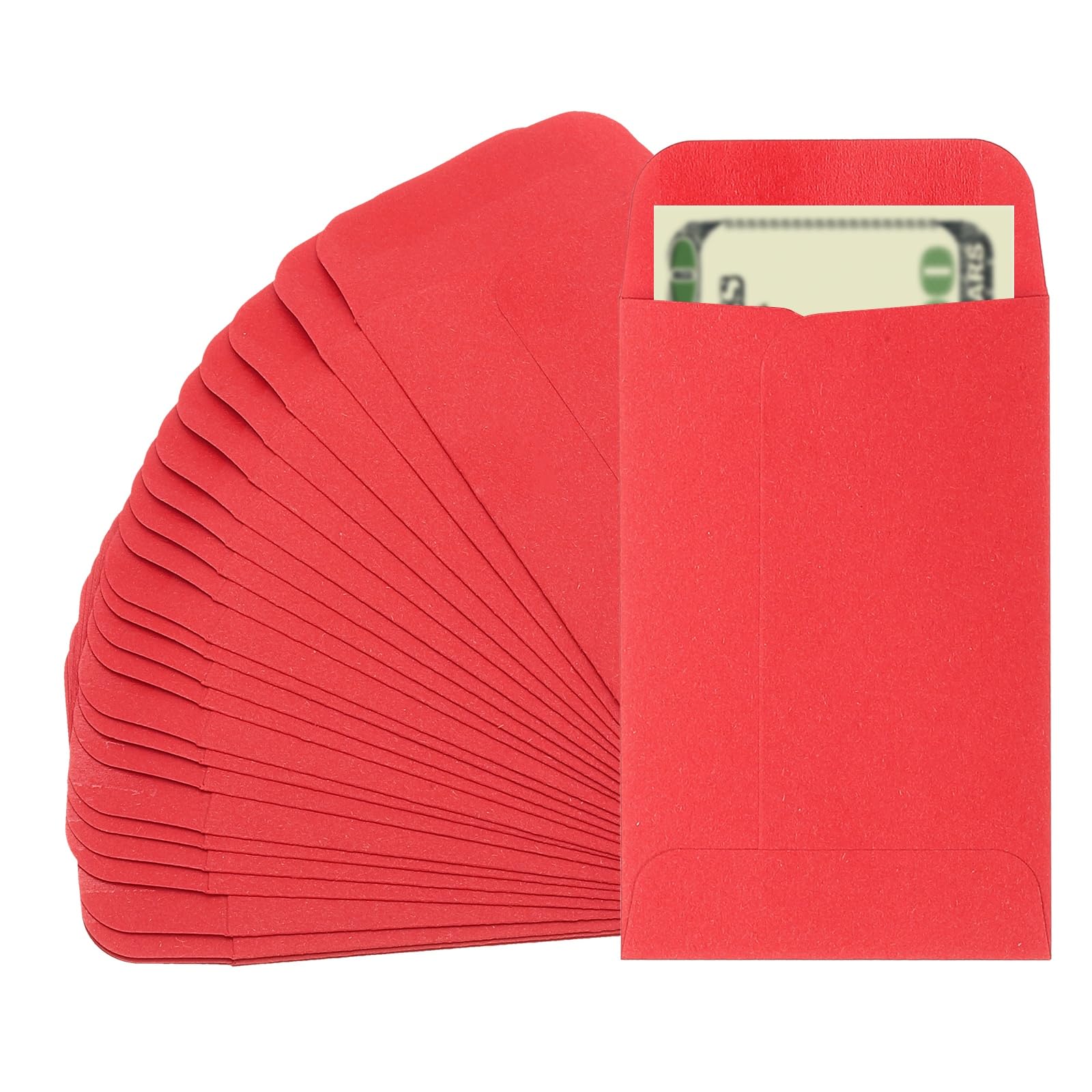 PATIKIL Money Envelope, 25 Pack 3.5" x 2.2" Cash Envelopes Money Holder Bags Budgeting Saving Challenge Letter for Gift Coins Checks Tickets Jewelry Passport Card, Red
