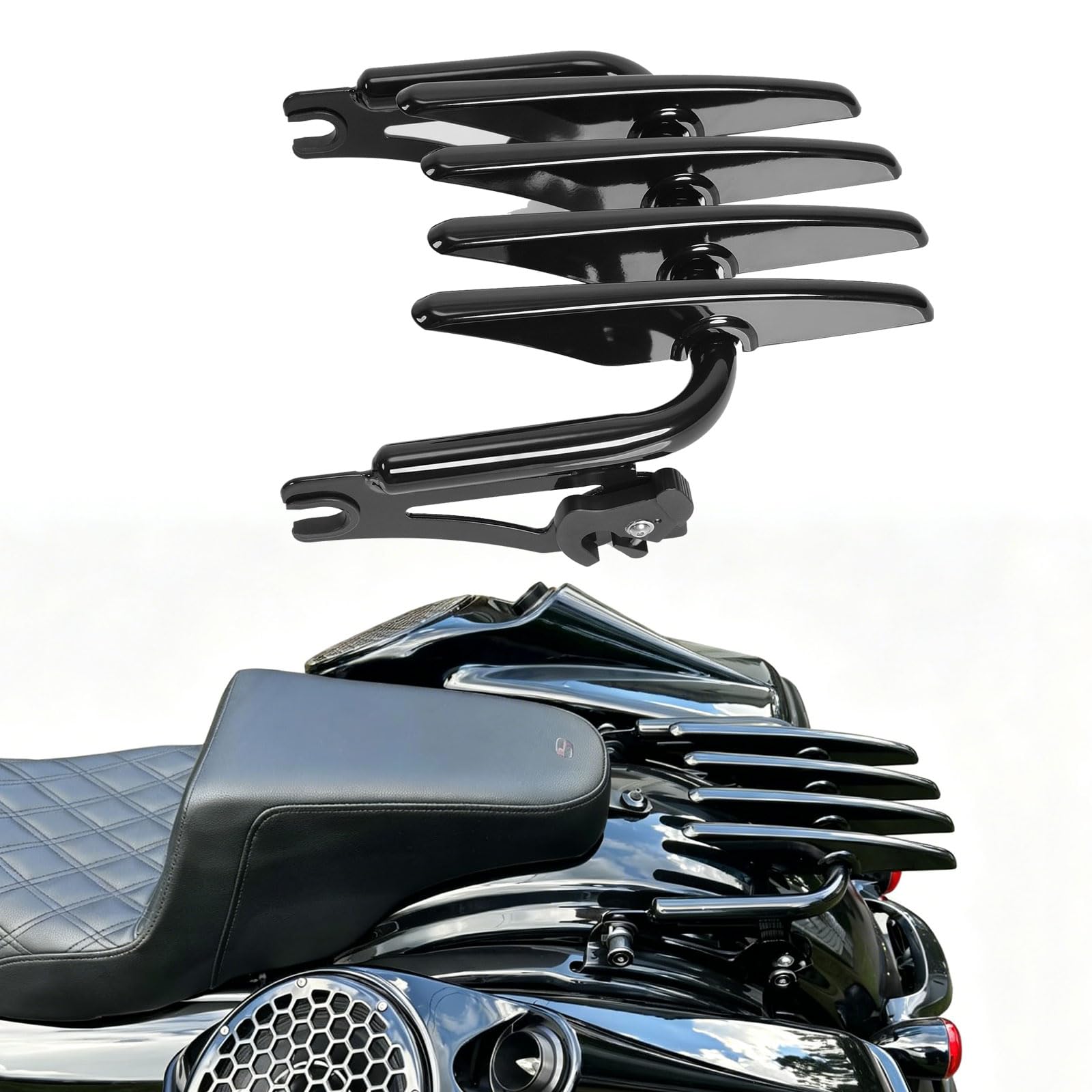 WOOGA Motorrad Gepäck Halter Hinten Gepäck Träger Rack Ladungen Halter Halterung Zubehör für Har&le&y Davidson Street Glide Road King Special Road Glide (Schwarz)