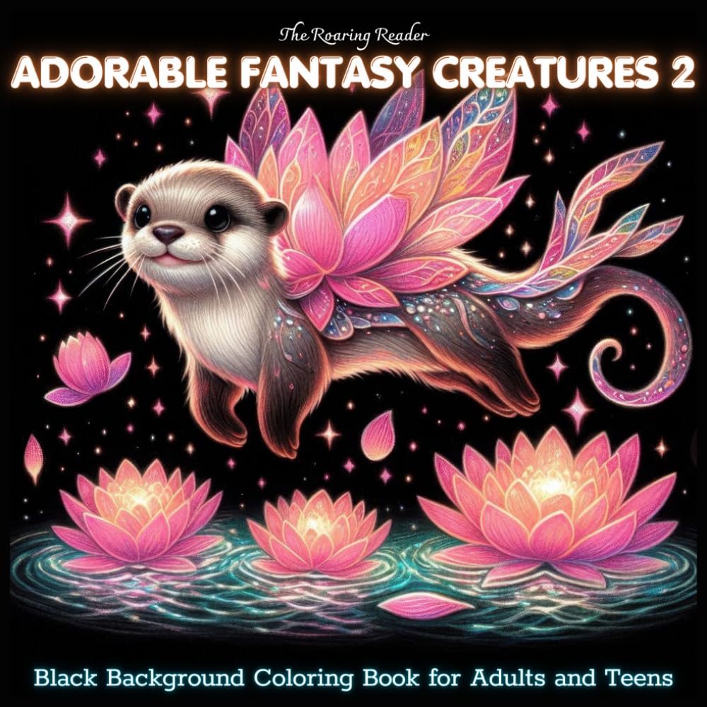 Adorable Fantasy Creatures 2 Black Background Coloring Book for Adults and Teens: Whimsical Coloring Pages Featuring 50+ All-New Cute and Magical ... (Magical Creatures and Fantasy Adventures)