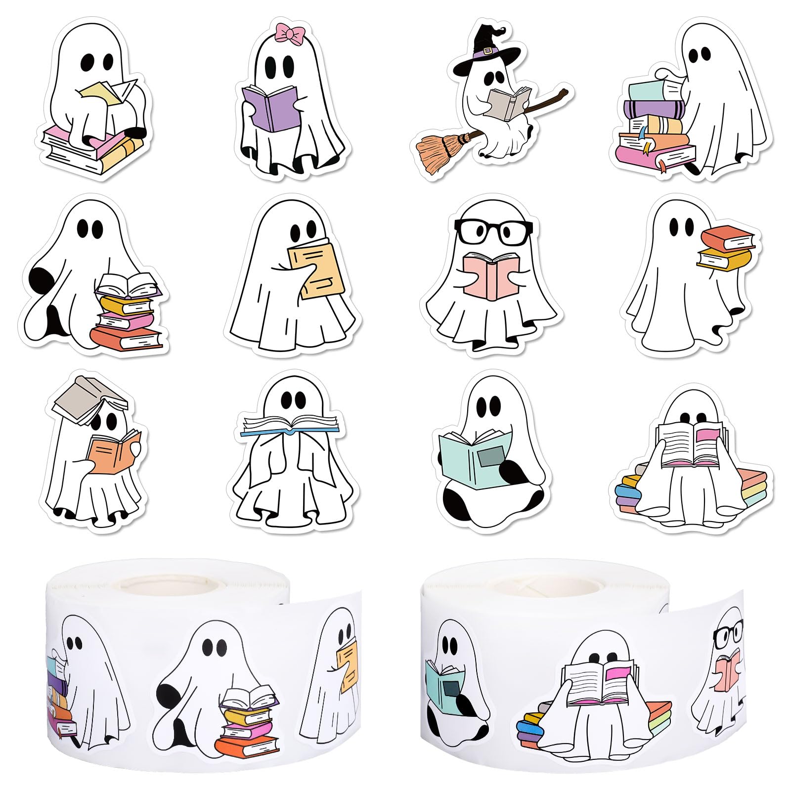 Autocollants fantômes Halloween Whaline par 1000 pièces en 2 rouleaux pour loisirs créatifs
