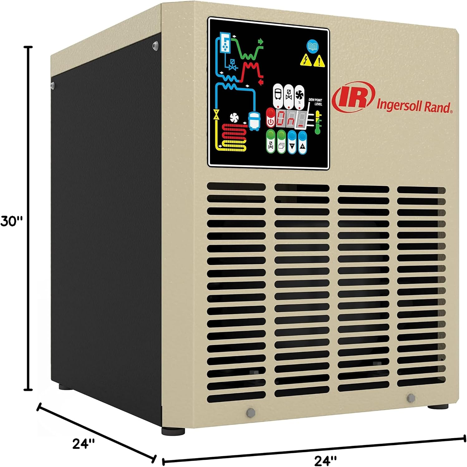 Dimensional view of the Ingersoll-Rand D72IN Refrigerated Air Dryer, showing its height (30 inches) and width/depth (24 inches).