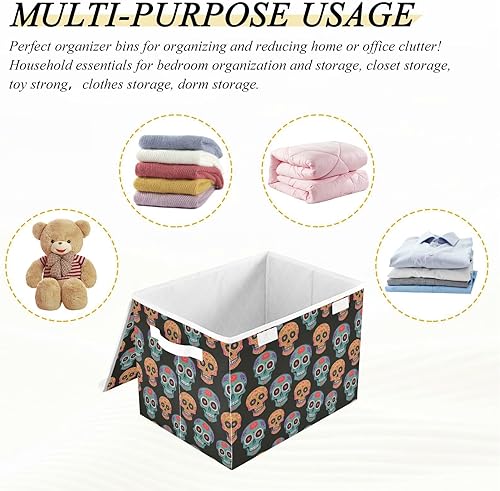 Miniatura 6 de Skulls Storage Boxes With Lids Stackable Clothing Storage Closet Organizers And Storage for School Supply Home Decor