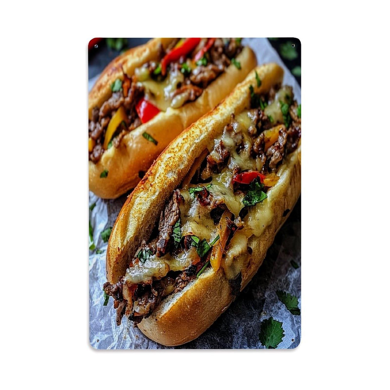 Jdfenggu Vintage Meat Cheese Pepper Onion Bread Retro Metal Tin Sign, Decor Art Poster For Bar, Home, Man Cave, Kitchen, Laundry Room Gift 8X12inch