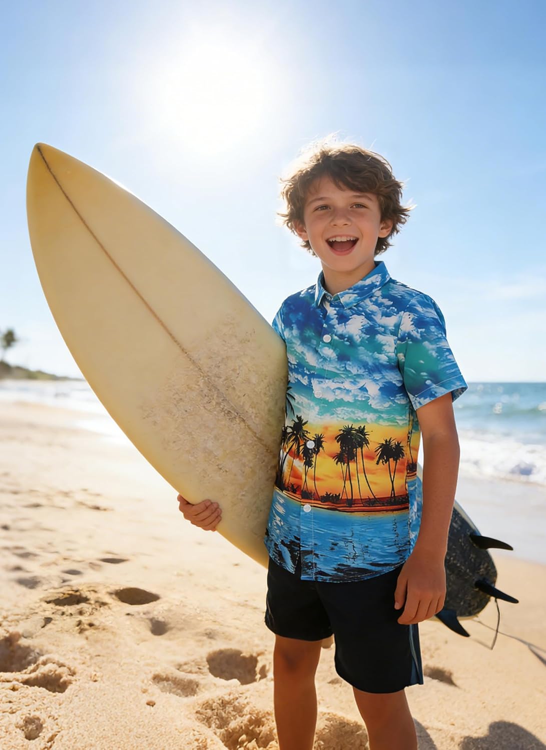 UNICOMIDEA Little & Big Boys Hawaiian Shirt Kids Tropical Luau 3D Print Button Down Shirts for 3-14 Years Old - Image 5