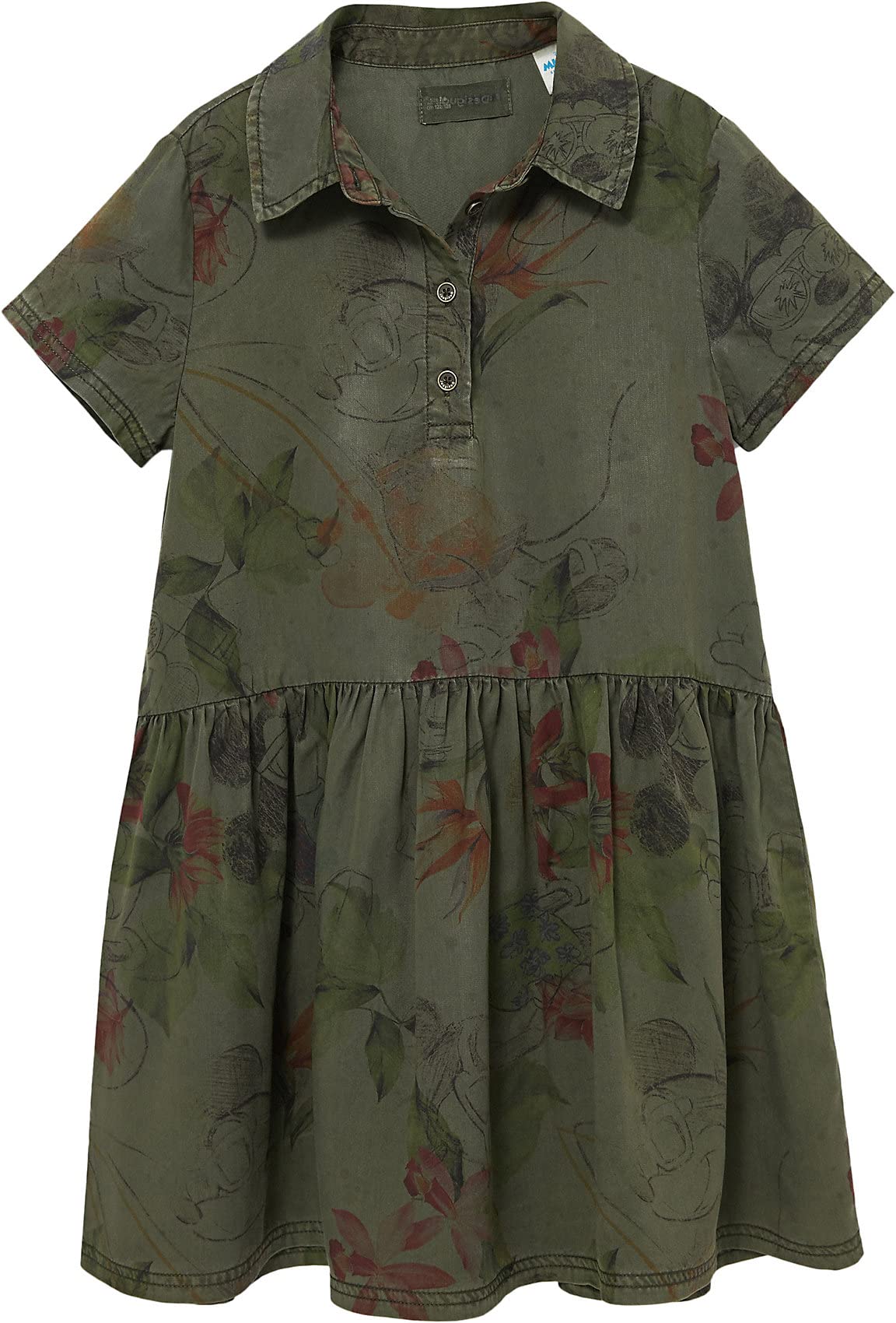 Desigual Vest_Mickey Camo Flower Vestido Casual. para Niñas
