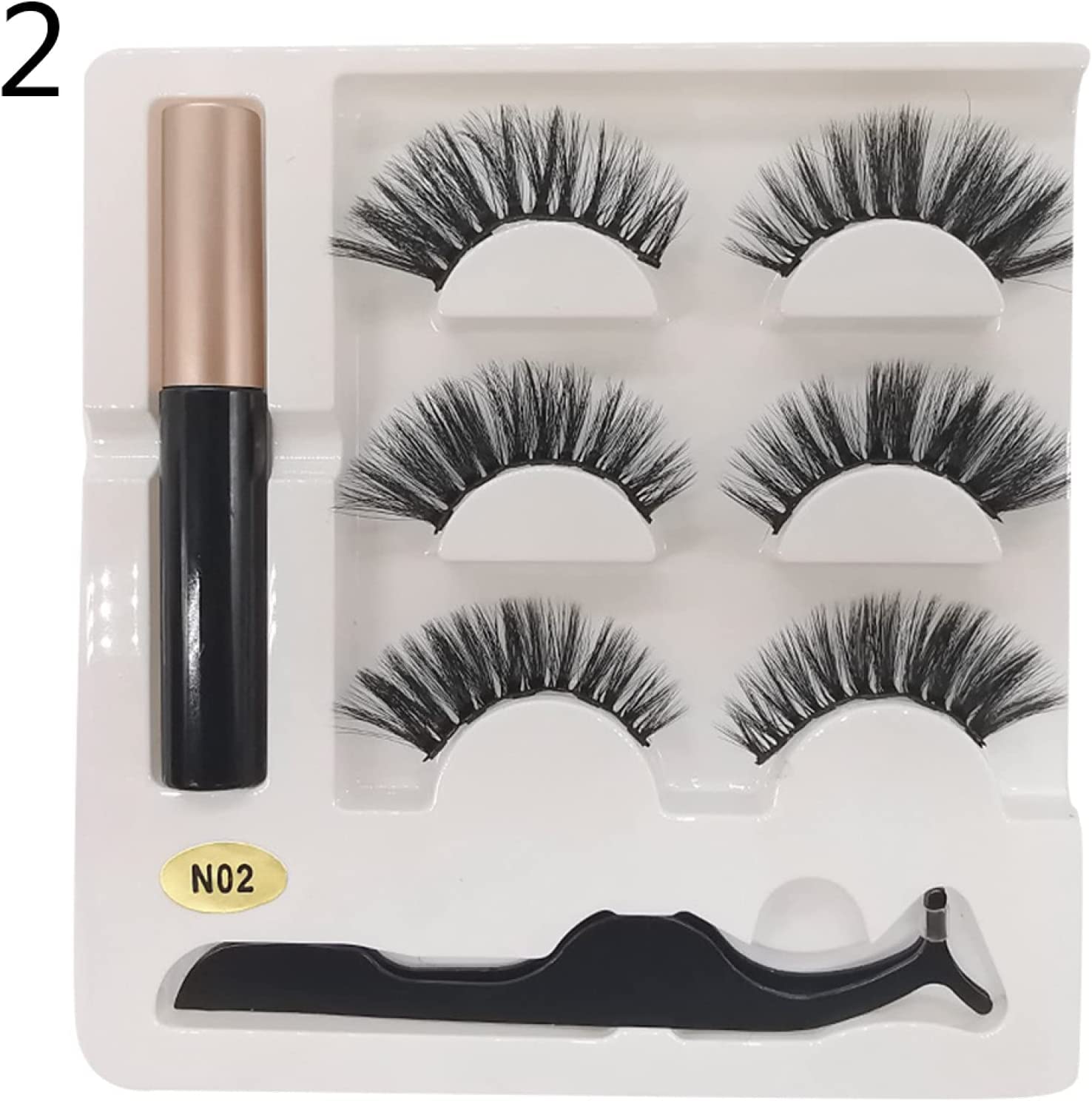 MILEVO Pestañas postizas Pestañas postizas, 3 Pares de pestañas postizas 3D magnéticas Pinzas de delineador de Ojos líquido Kit de extensión de pestañas - 04