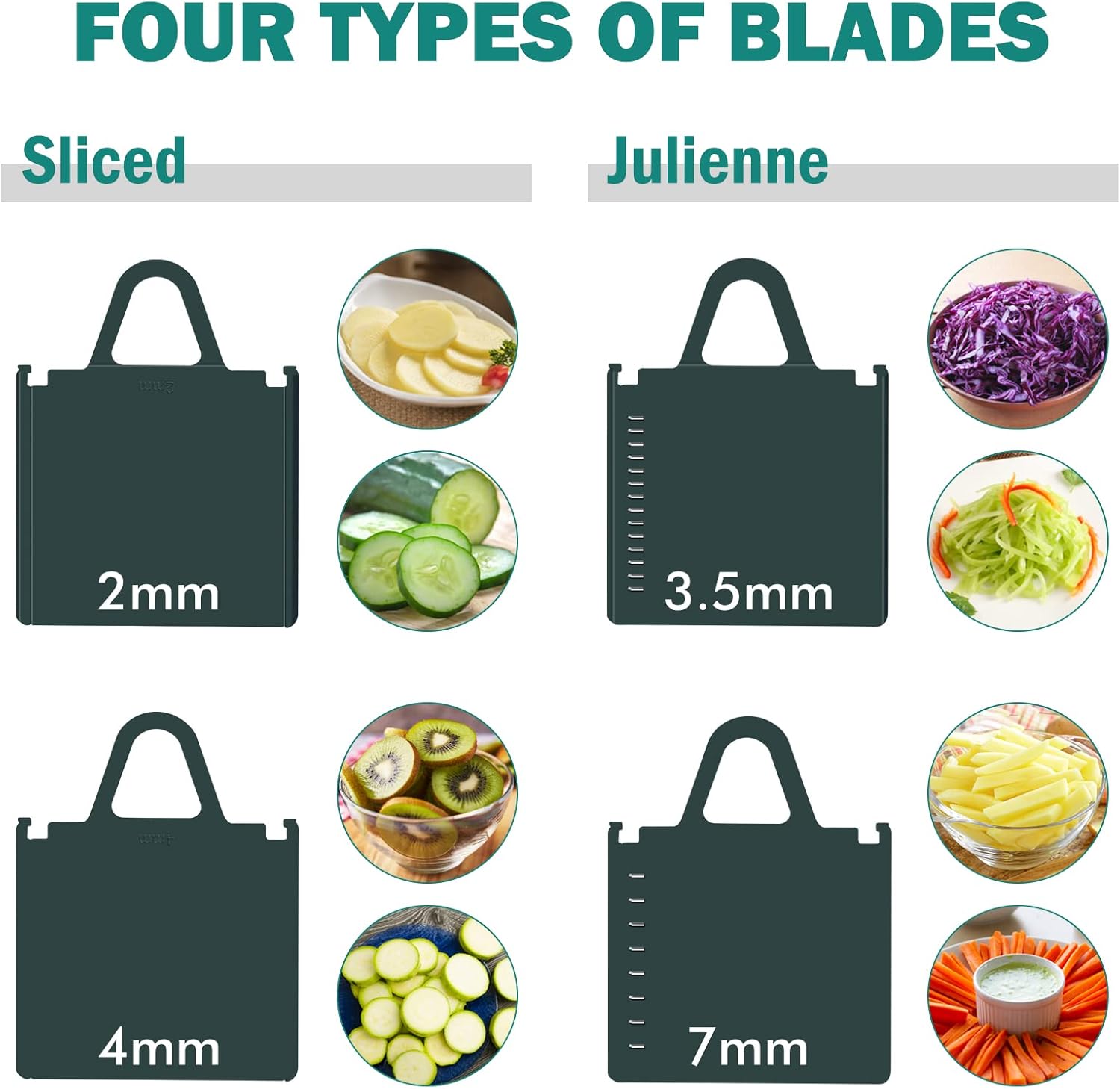 Safe Mandoline Slicer for Kitchen, 5 in 1 Chopping Artifact with Container grey blue