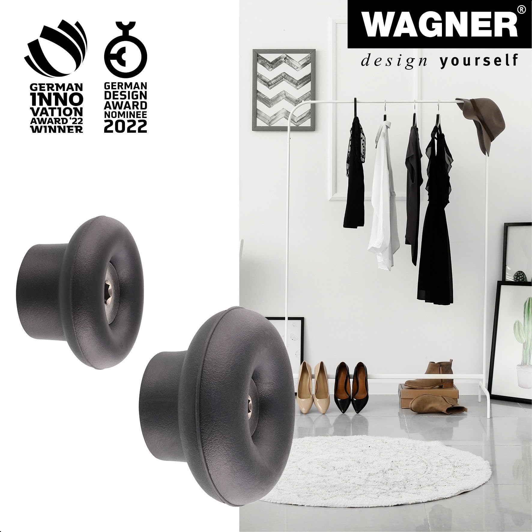 Wagner, hooks4home, Design Wall Hook DOT 4pcs. Set, diameter 38 x 24 mm & diameter 50 x 30 mm, for Clothes Bags, Hats etc - Image 3