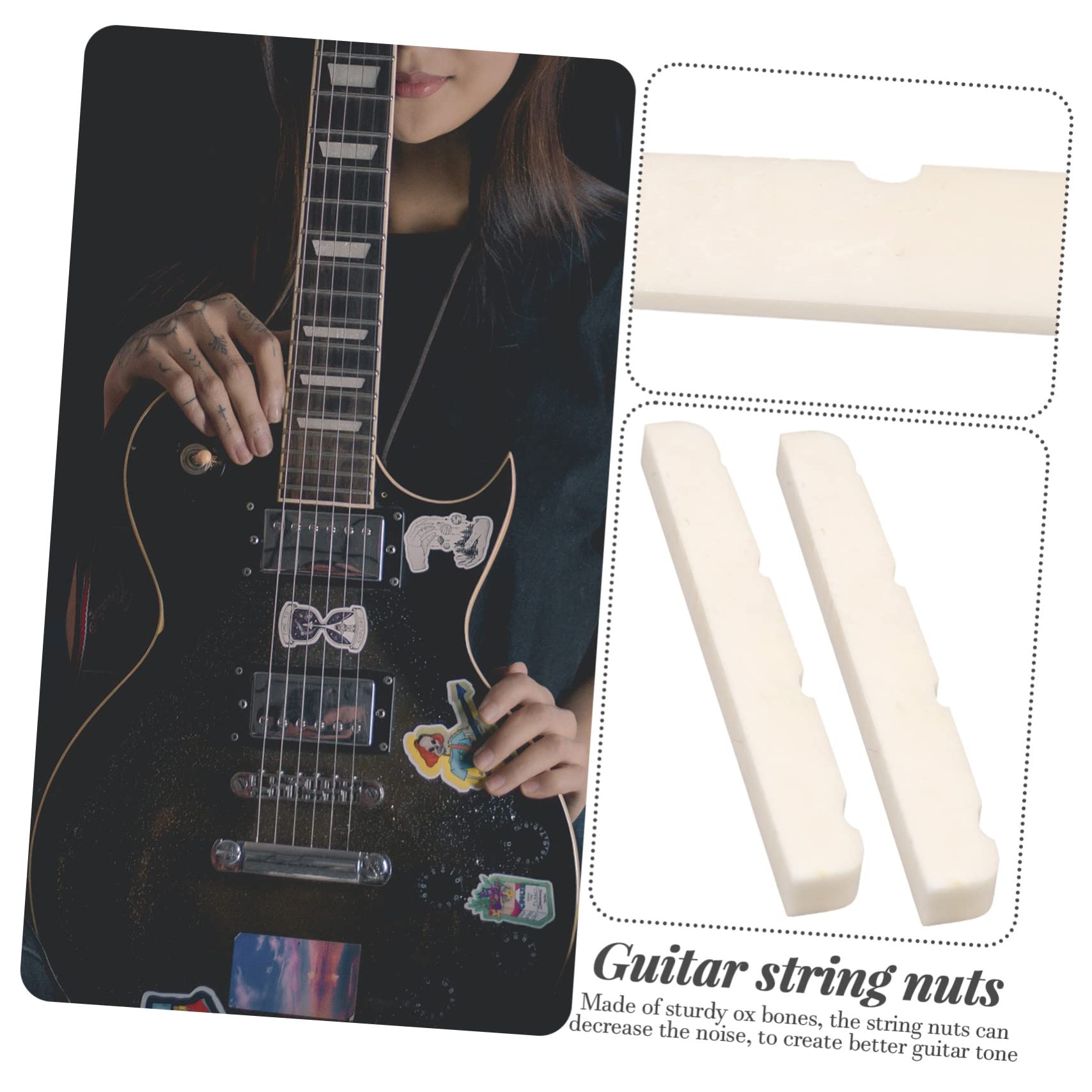 HEMOTON Adjustable Bass String Nuts Ox Bone Material Electric Guitar Nut String Saddles Guitar Accessories