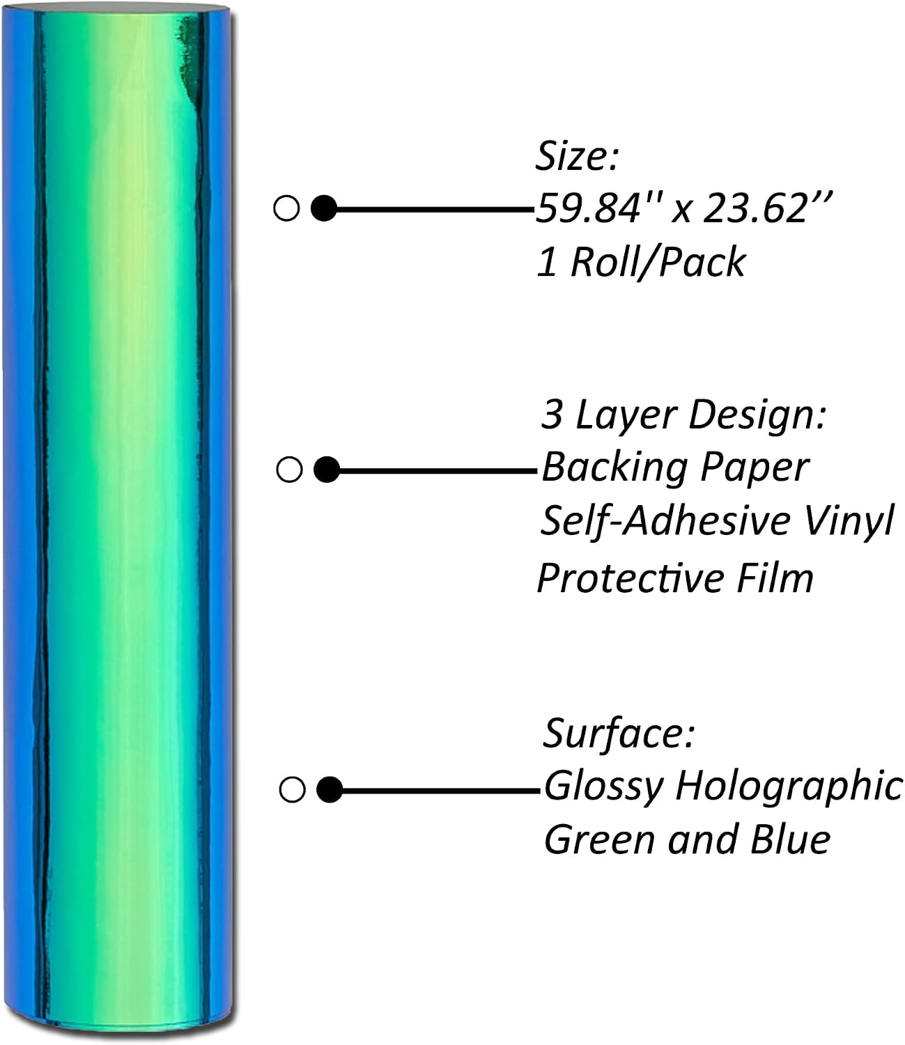Holographic Laser Green to Blue Chrome Car Vinyl Wrap Glossy Chameleon Vehicle Vinyl Film Car Motorcycle Color Changing Film, 59.84'' x 23.62''