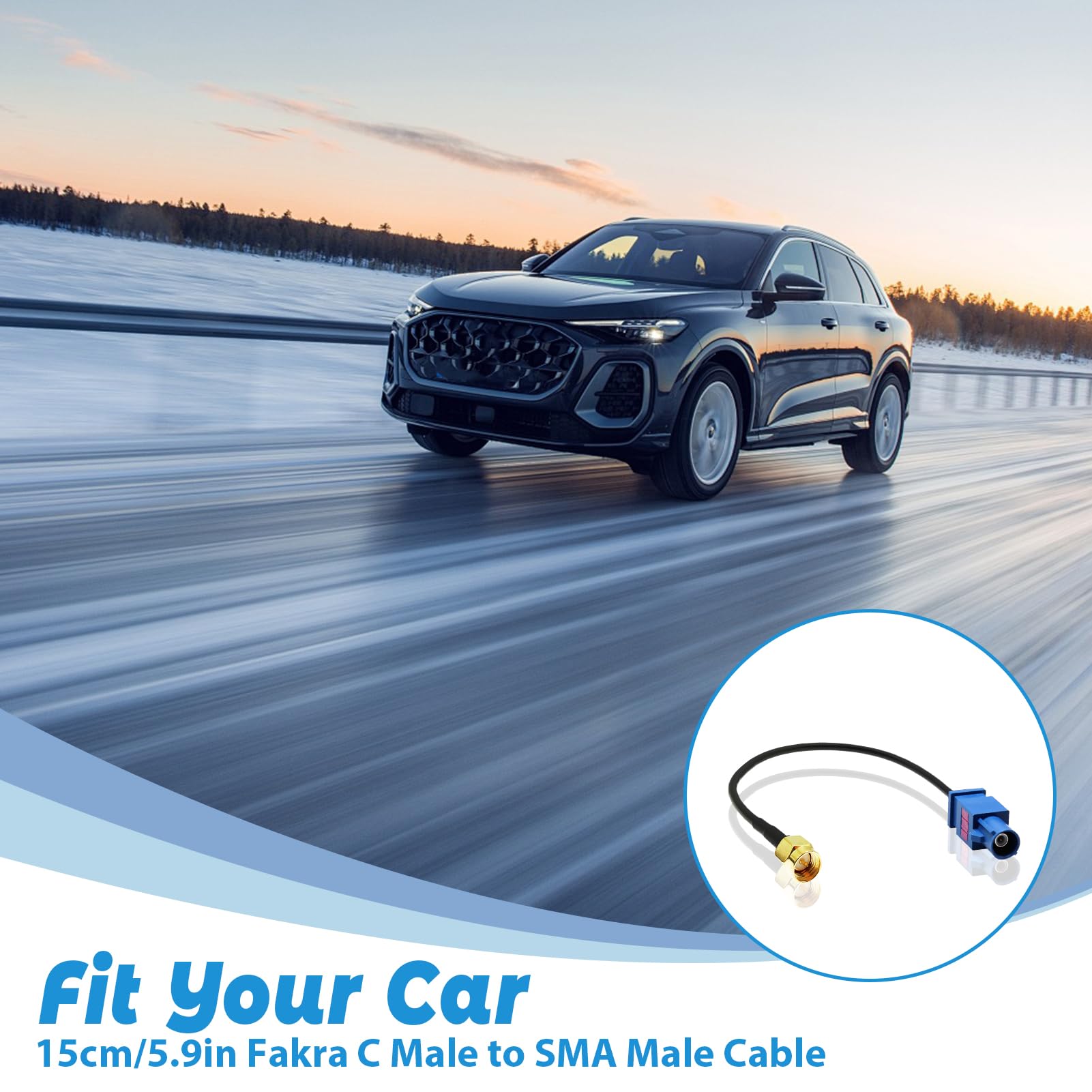 Cavo Adattatore Antenna GPS Auto, Adattatore Fakra C a SMA, Connettore SMA Maschio a Fakra C Femmina, Cavo Coassiale RG174, 15 cm