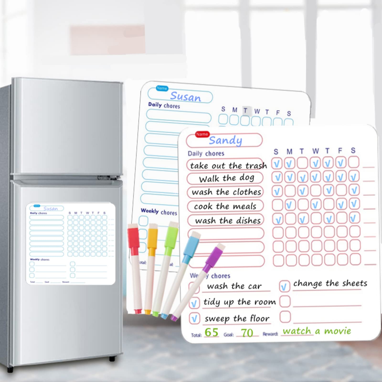 Buy Chore Chart 2pcs Dry Erase Behavior Chart Set for 2 Kids