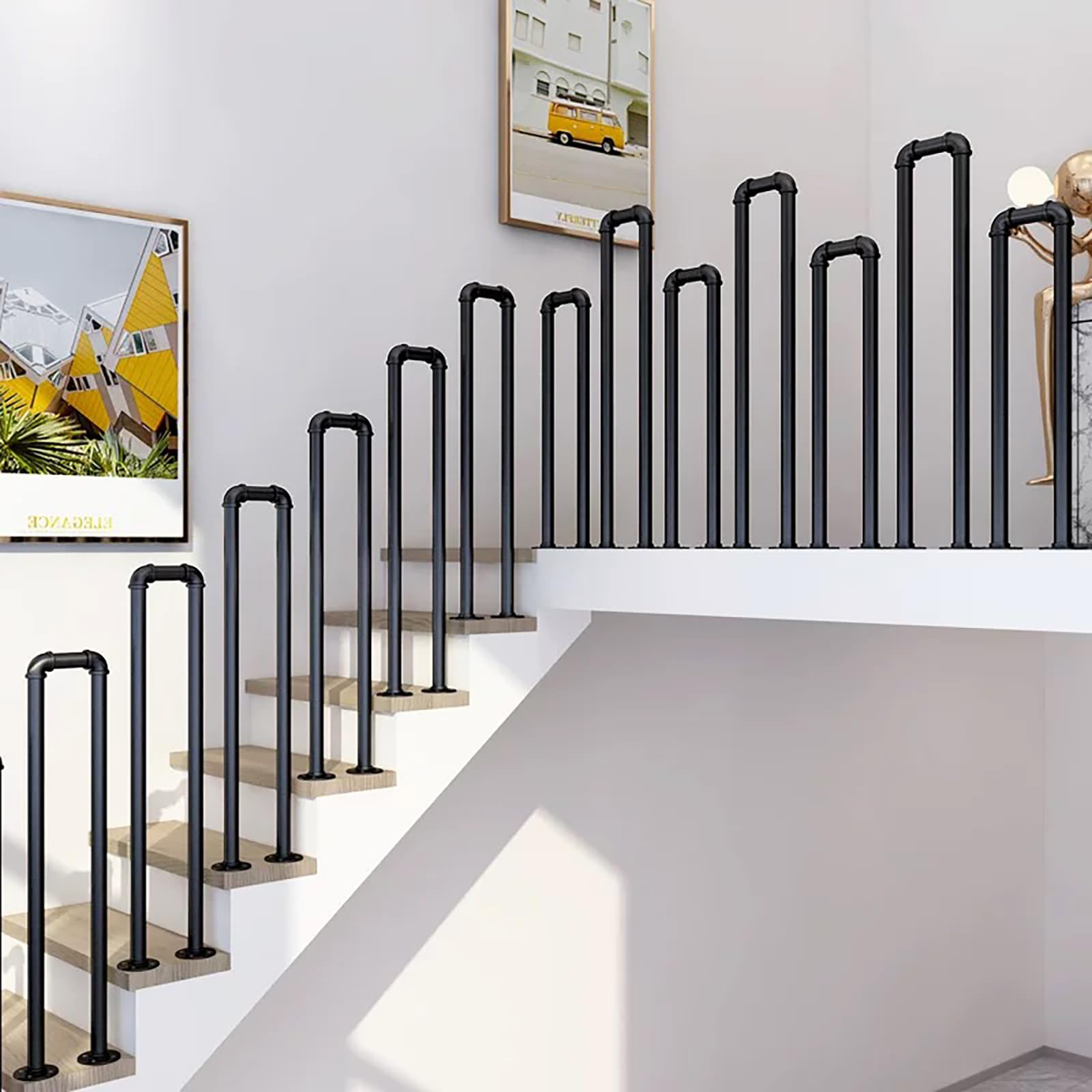 Stair Railing Indoor, U -Shaped Railing for Stairs, Hand Rails for Outdoor Steps, Non-Slip Safety Guardrail Railing for Elderly, Children, Kindergarten, Indoor Home, Outdoor Garden, Corridor, Loft