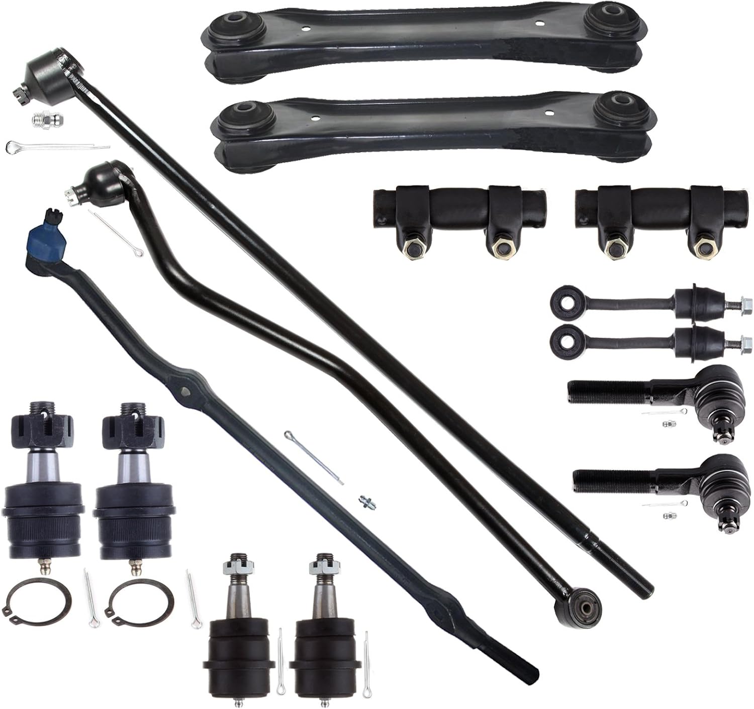 SCITOO 15pcs Front Suspension Kit Lower Control Arm Tie Rod End Adjusting Sleeve Sway Bar Link Lower Upper Ball Joint Center Link Fit 1996-1998 For Jeep Grand Cherokee 5.2L V8