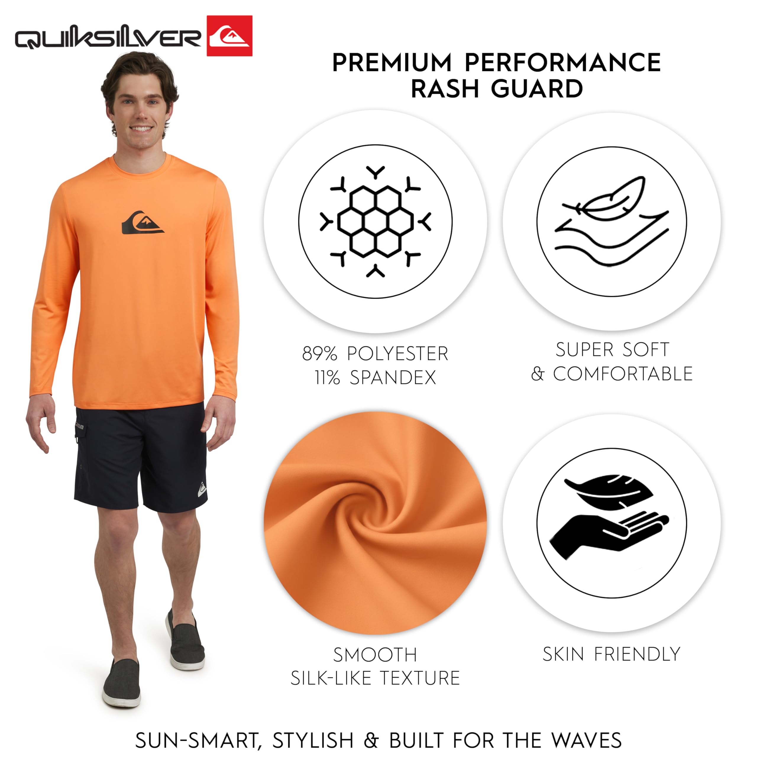 Quiksilver Swimwear Regular Fit UPF 50 Long Sleeve Sun tee Camisa de protección de Sarpullido Hombre (Pack de 1)