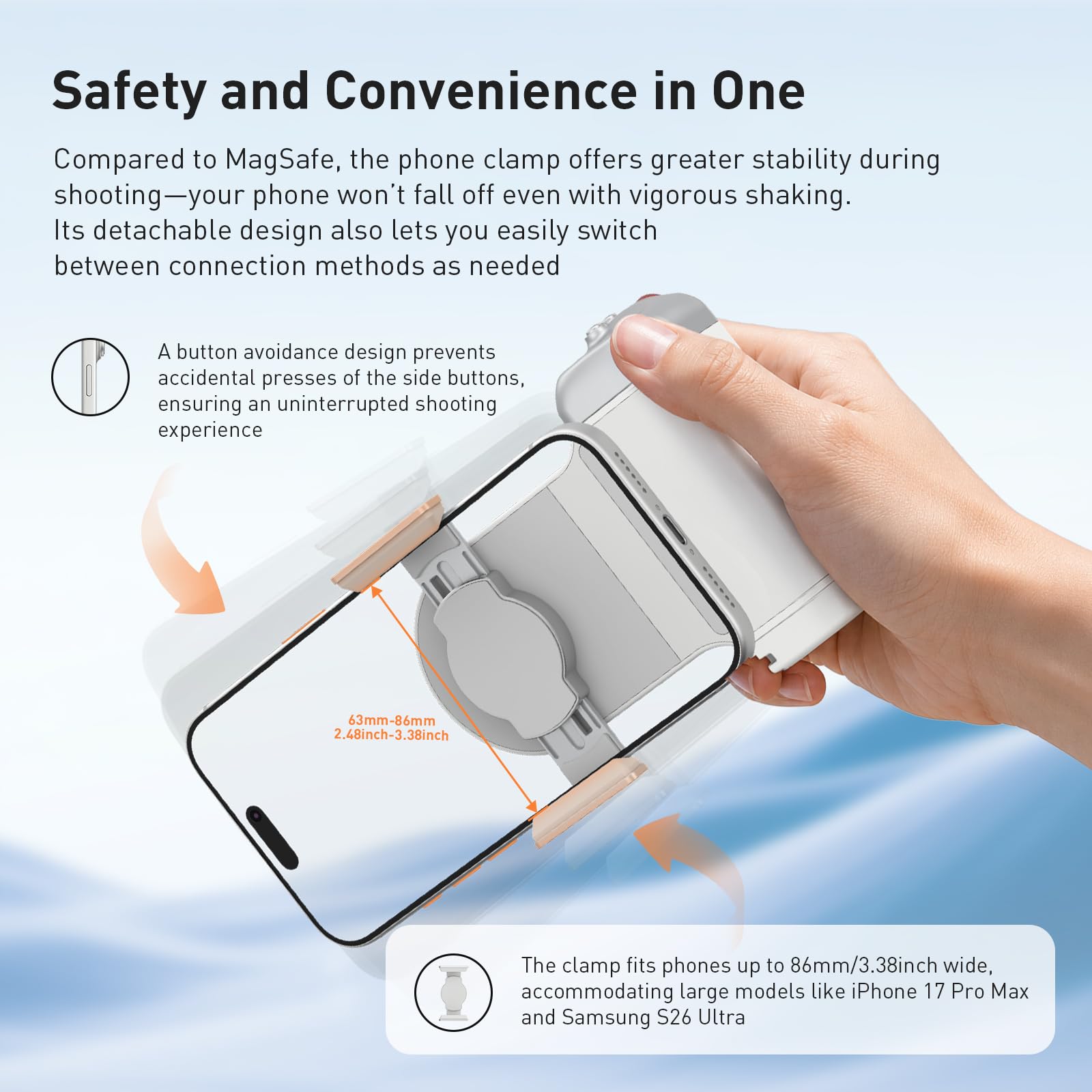 AMAZEAR Poignée Magnétique pour Smartphone iPhone/Andriod,Bluetooth Grip