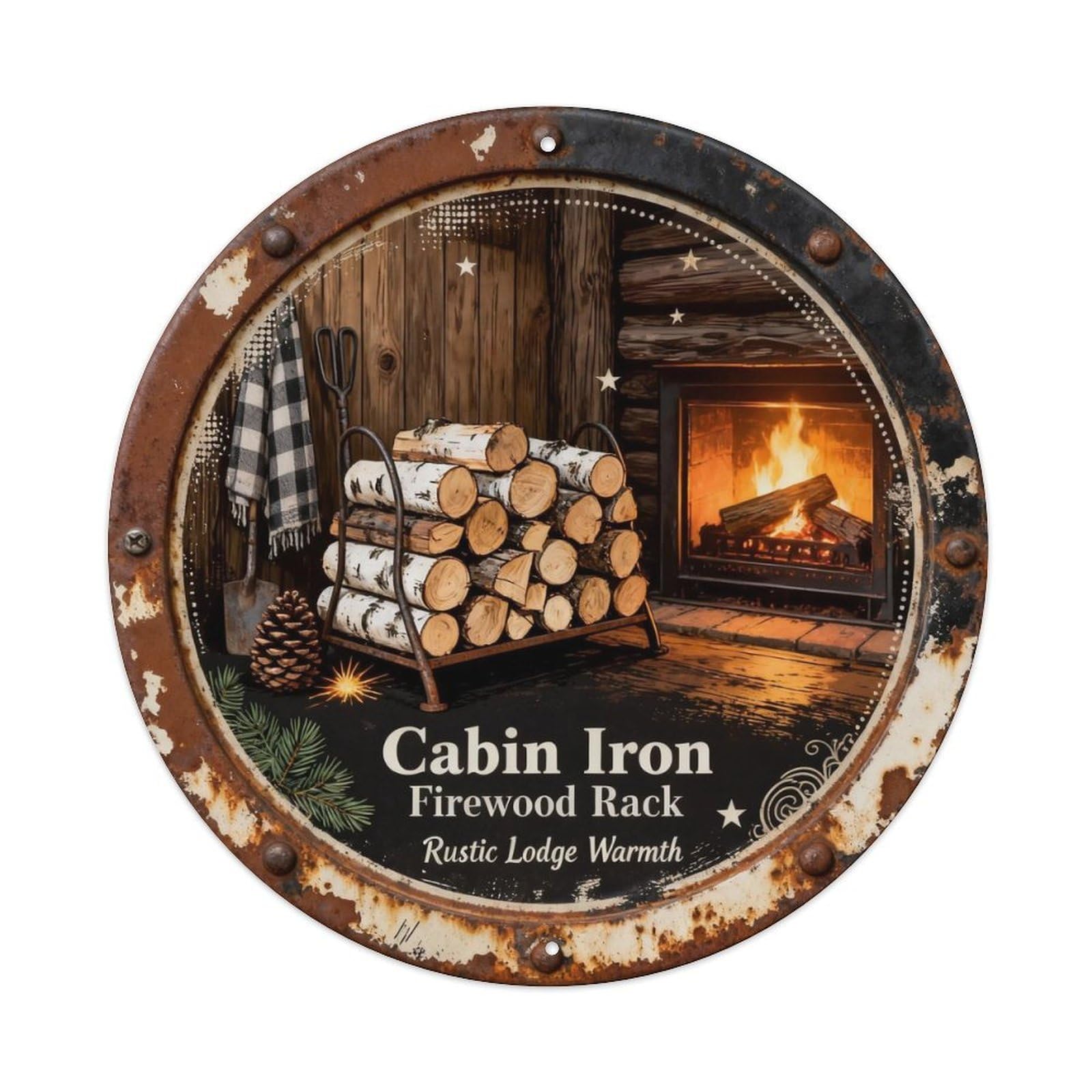 Cabin Iron Firewood Rack Metal Tin Sign Plaque