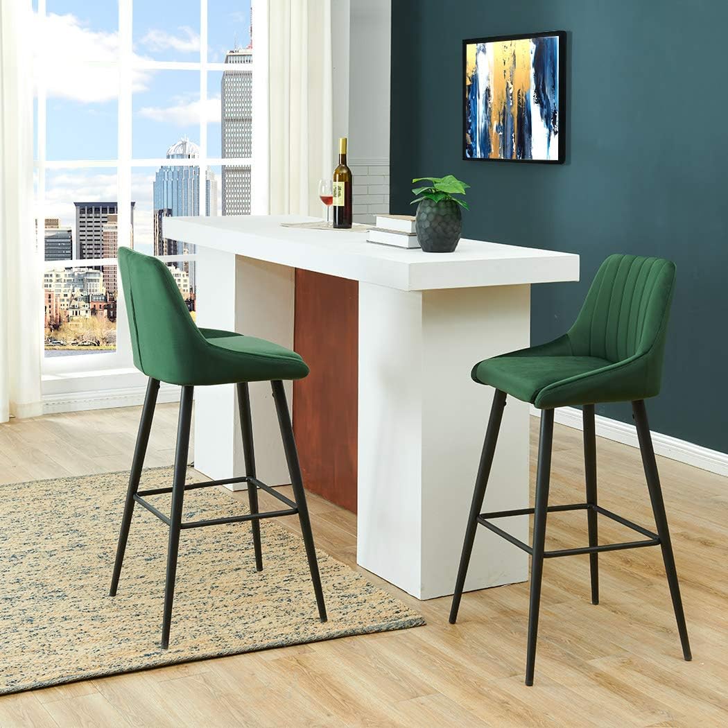 Buy Duhome Elegant Lifestyle Bar Stools Set Of 2 Barstools Velvet Stool Modern Bar Chairs With Green Bar Stool Kitchen Stools Dining Chairs Online In Vietnam B07ty72txw
